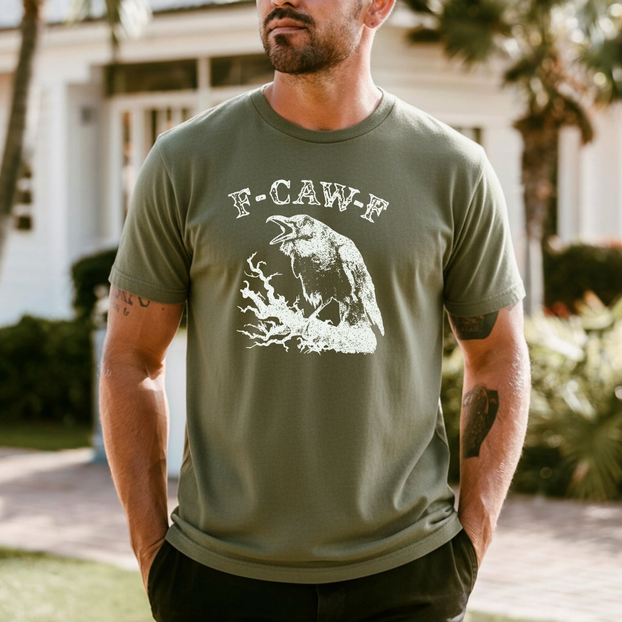Funny Crow CAW-F T-Shirt - Sarcastic Raven Graphic Tee Unisex