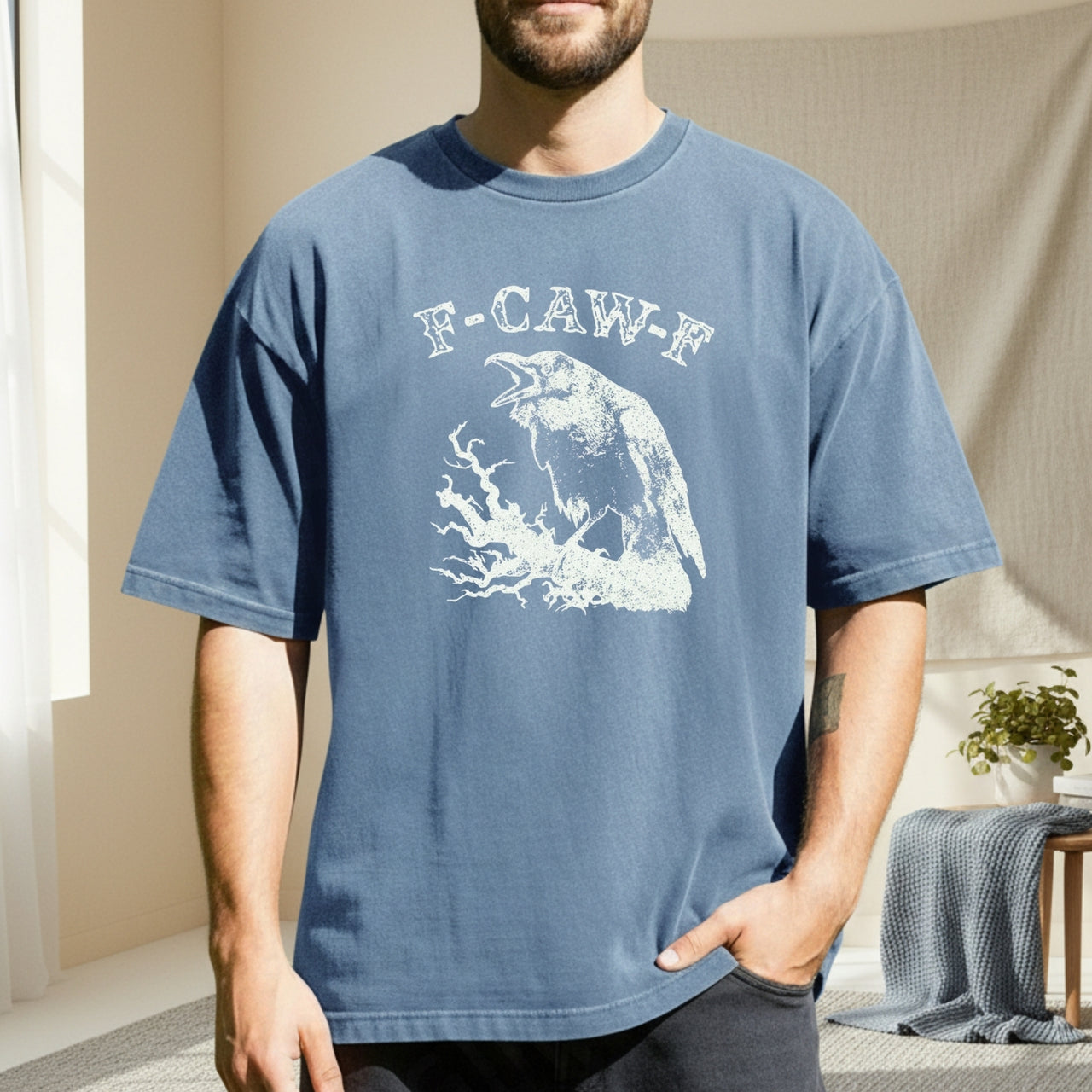 Funny Crow CAW-F T-Shirt - Sarcastic Raven Graphic Tee Unisex