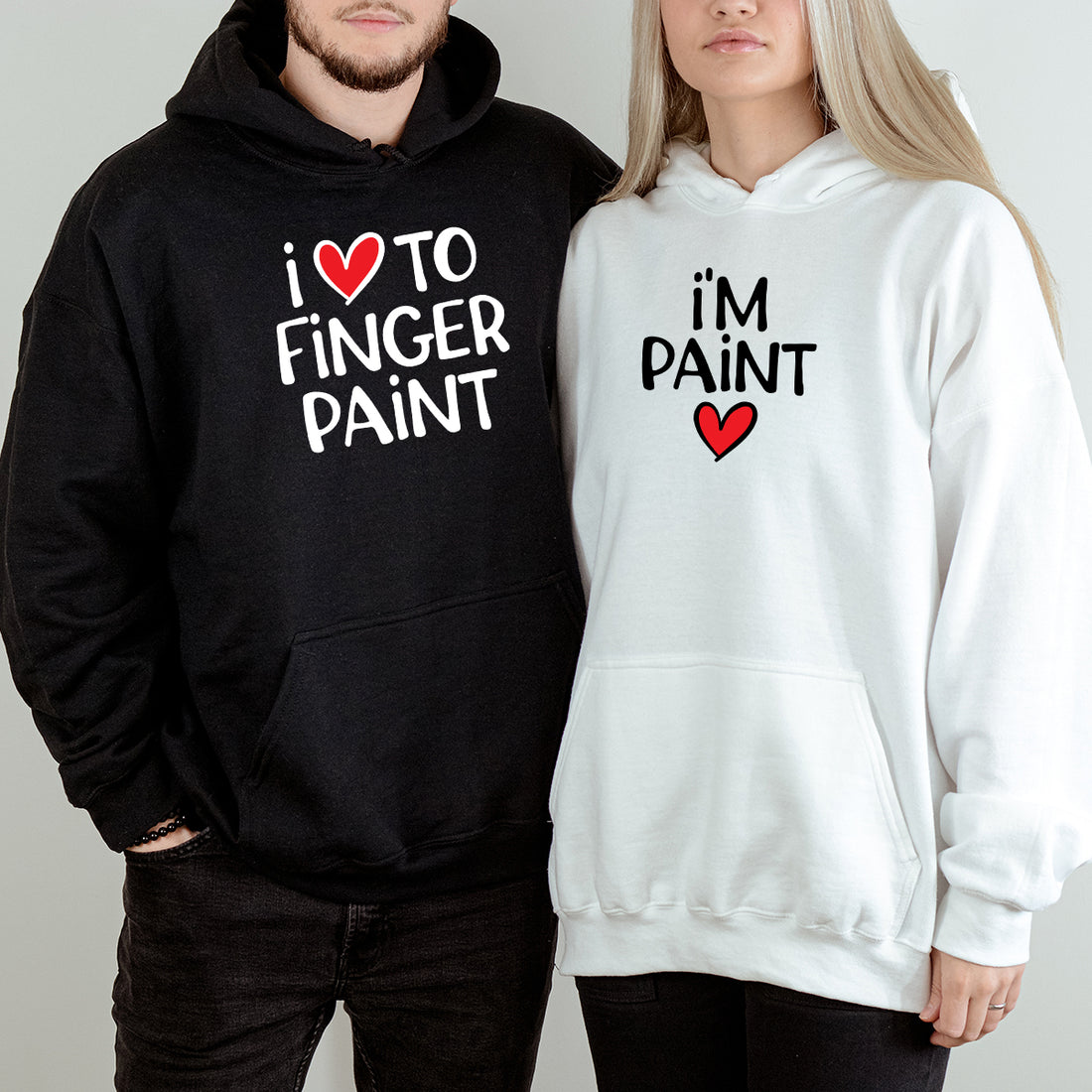 Funny Finger Paint Matching Hoodies For Couples