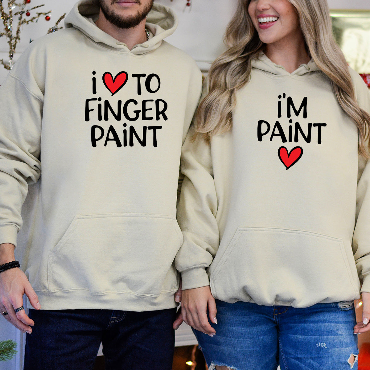 Funny Finger Paint Matching Hoodies For Couples