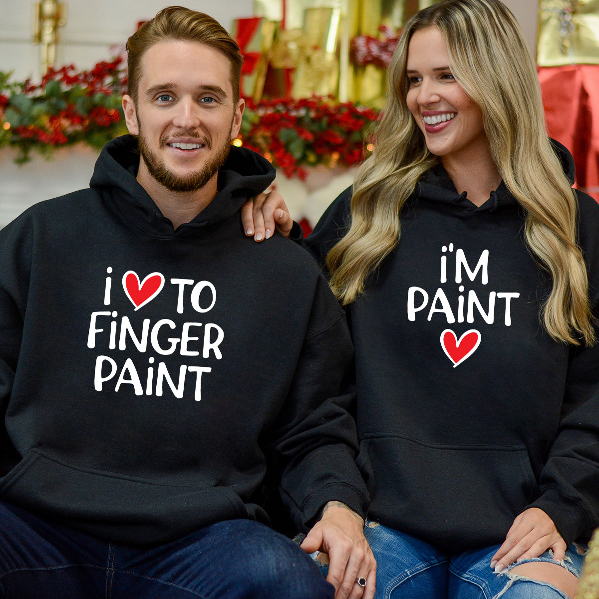 Funny Finger Paint Matching Hoodies For Couples