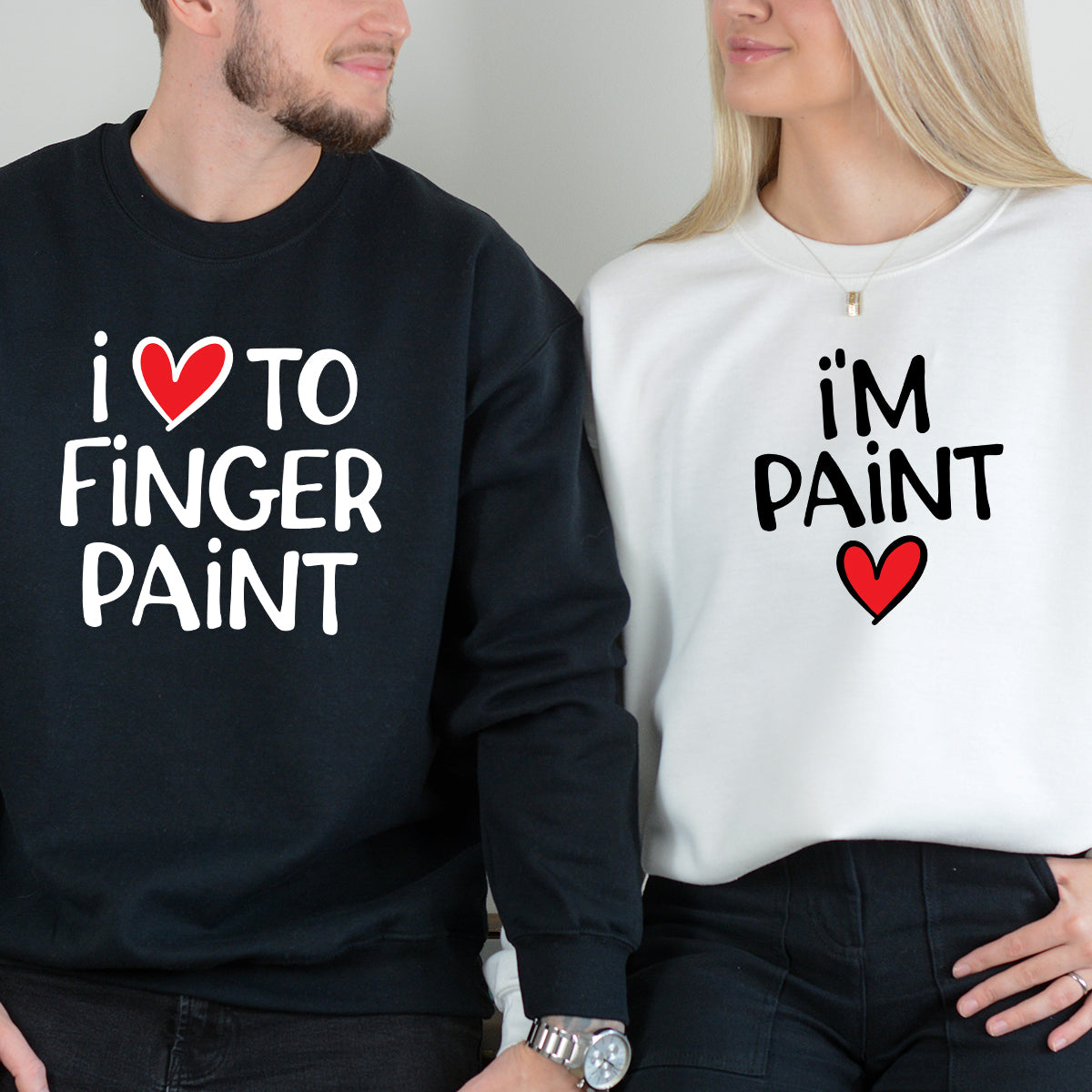 Funny Finger Paint Matching Hoodies For Couples