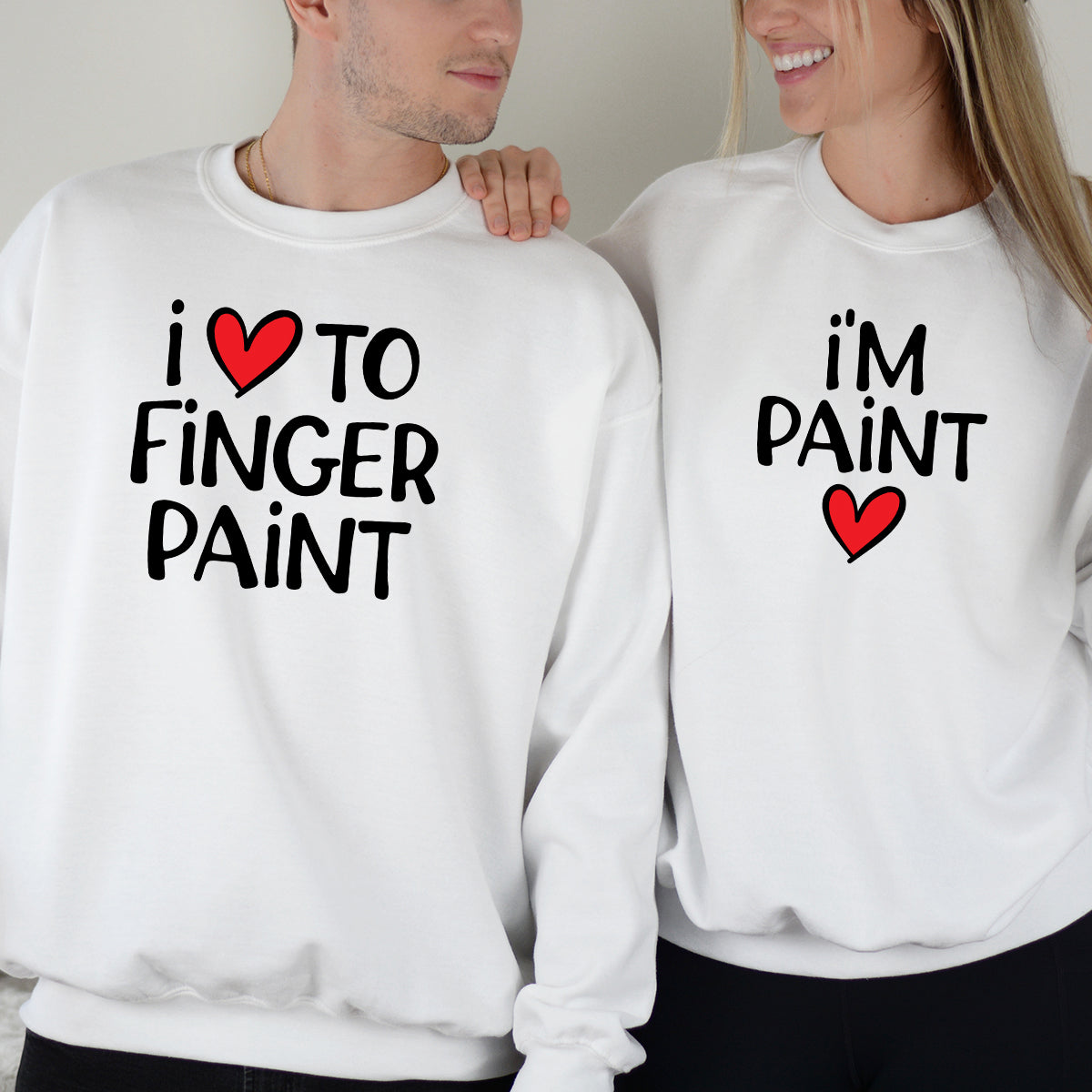 Funny Finger Paint Matching Hoodies For Couples