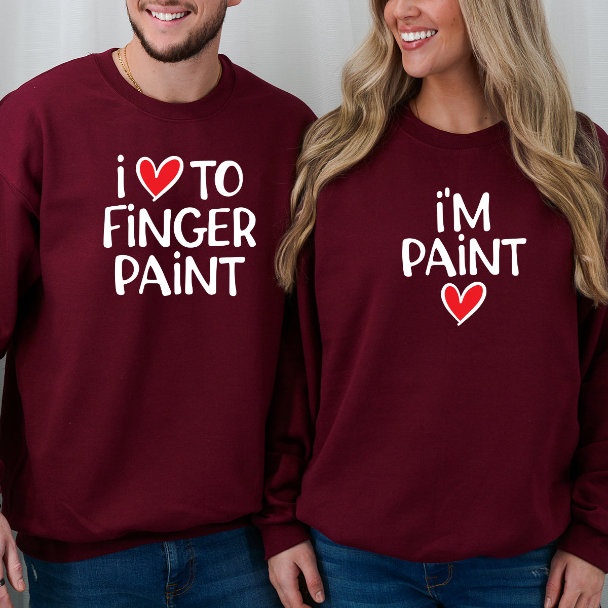 Funny Finger Paint Matching Hoodies For Couples