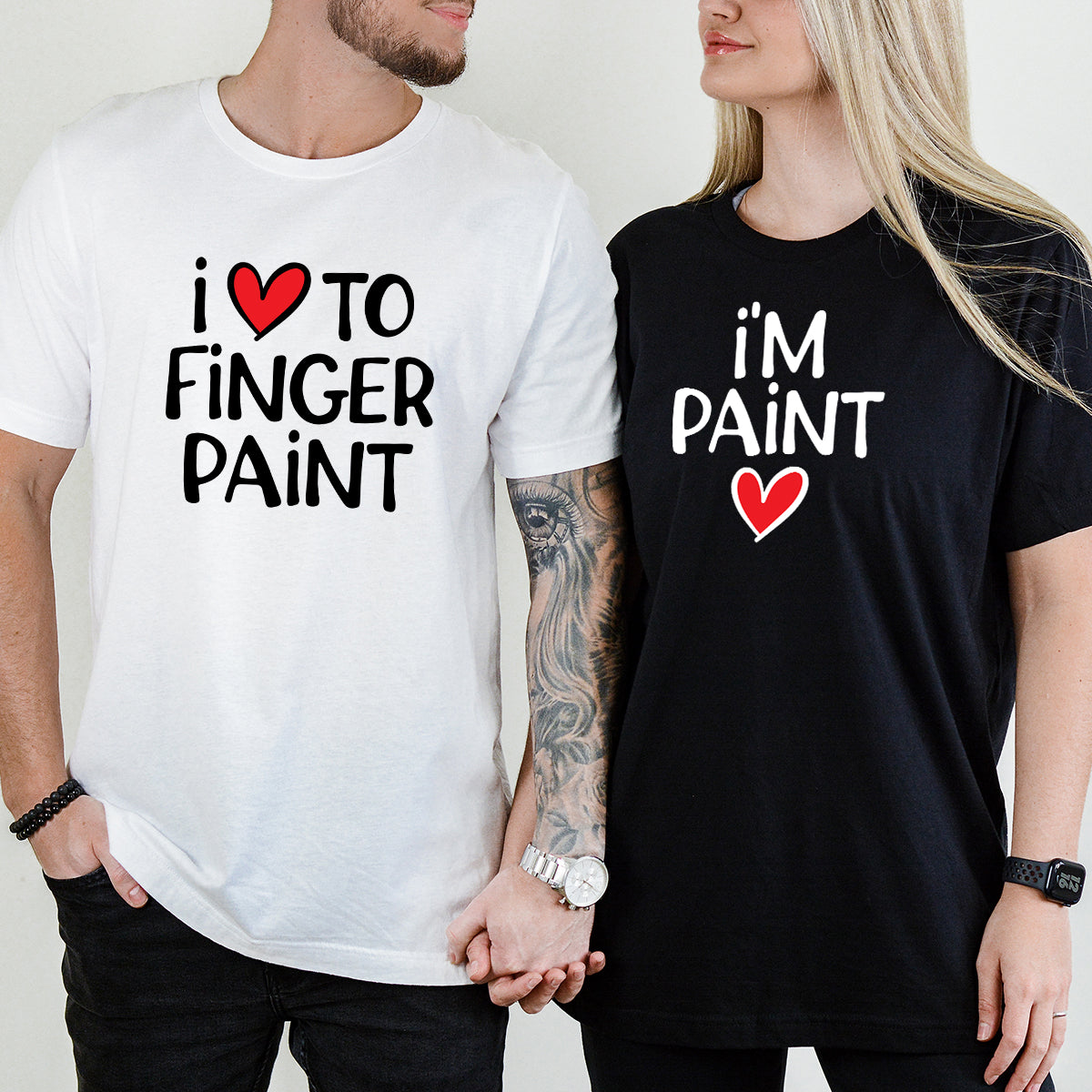 Funny Finger Paint Matching T-Shirts For Couples