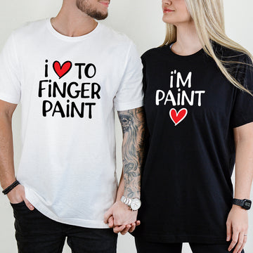 Funny Finger Paint Matching T-Shirts For Couples