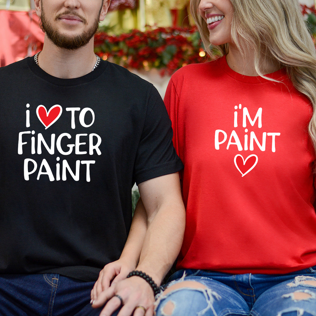 Funny Finger Paint Matching T-Shirts For Couples