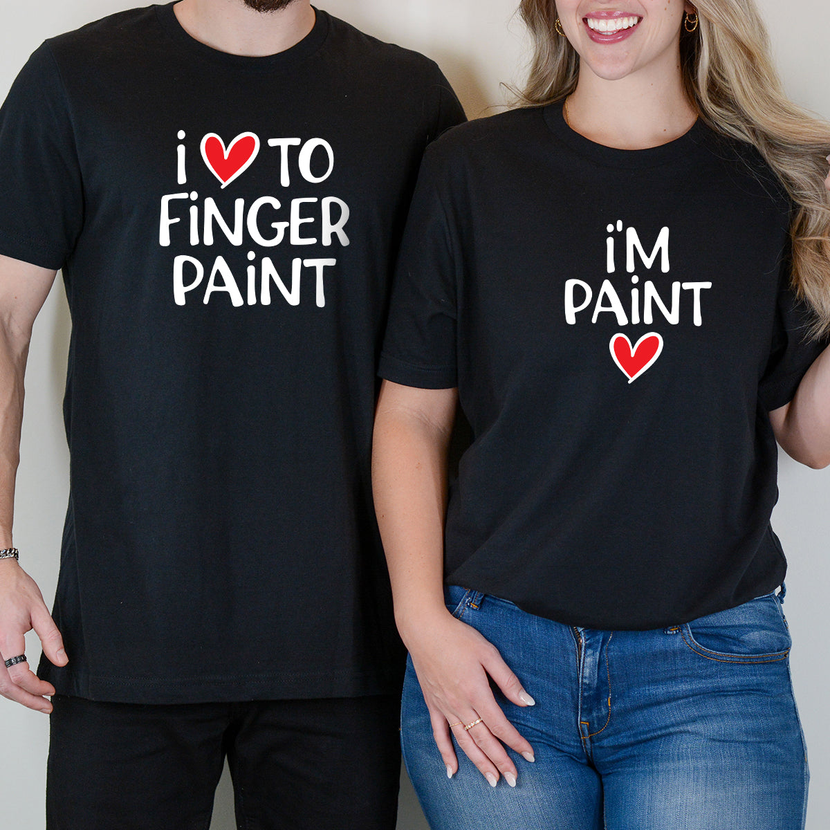 Funny Finger Paint Matching T-Shirts For Couples