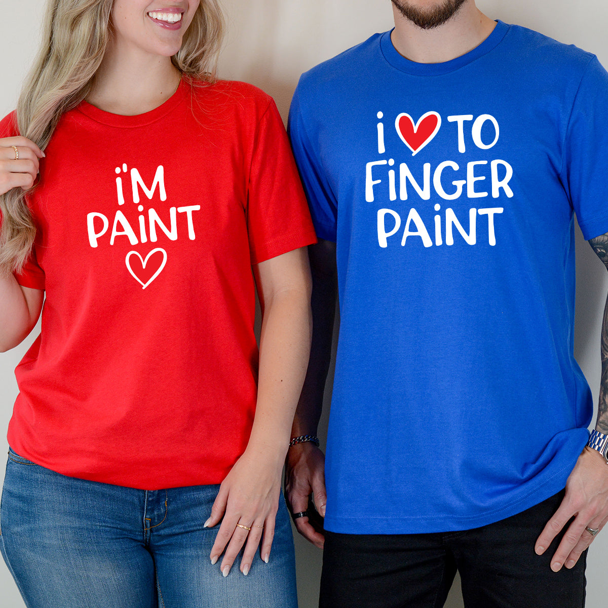 Funny Finger Paint Matching T-Shirts For Couples