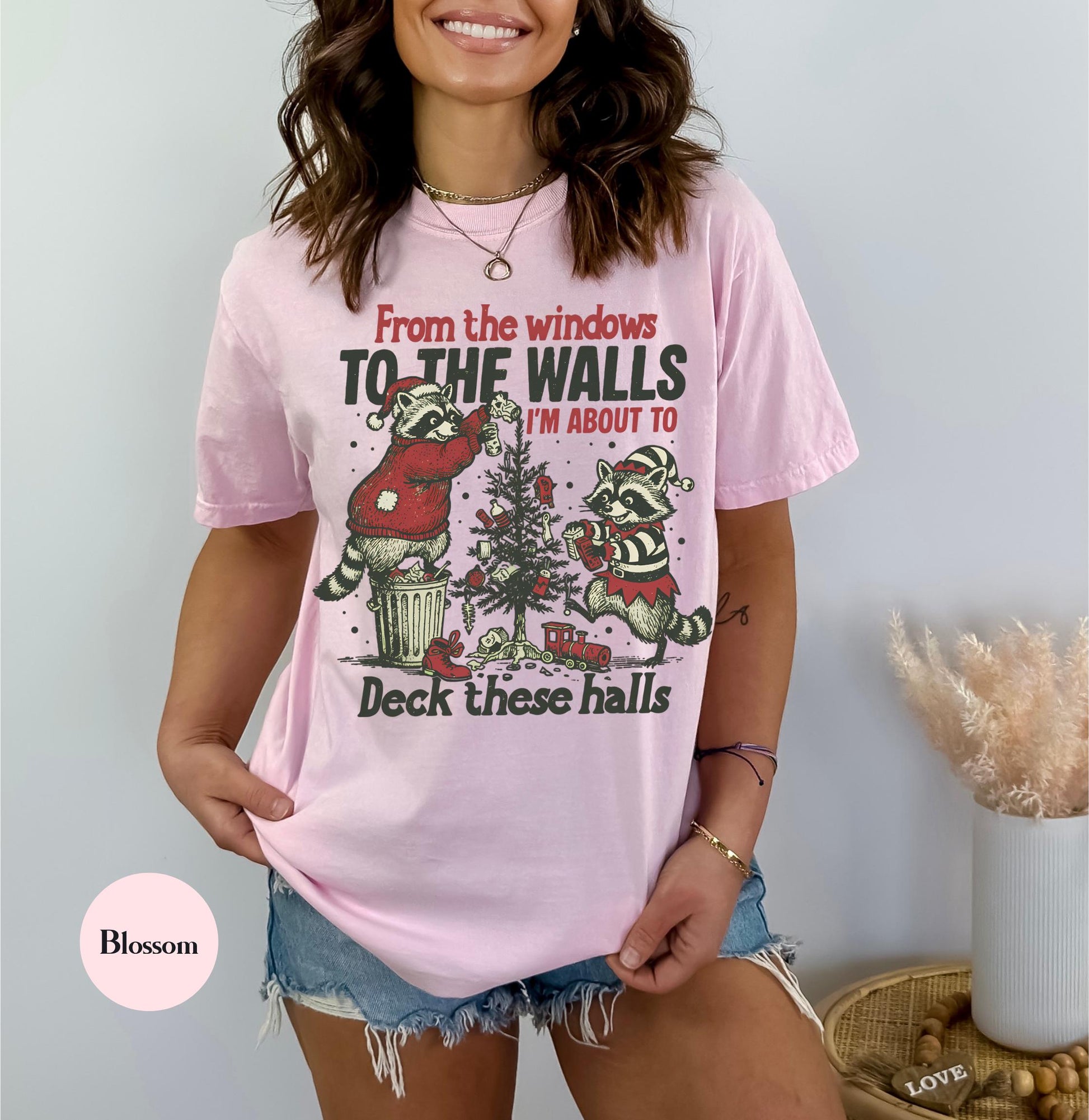 Funny Christmas Raccoon Shirt – From the Windows to the Wall Holiday Tee, Y2K Meme Unisex Christmas T-Shirt