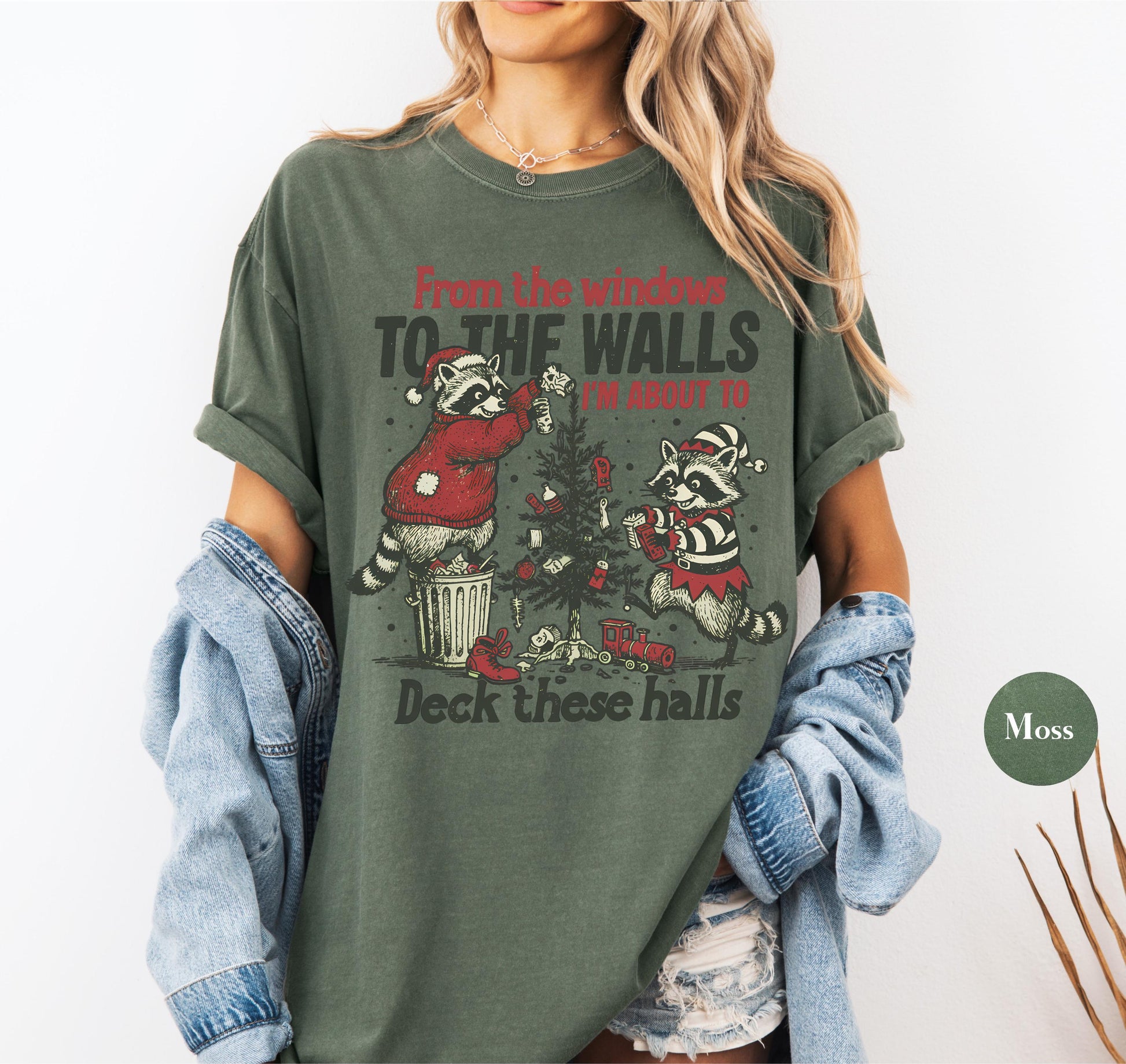 Funny Christmas Raccoon Shirt – From the Windows to the Wall Holiday Tee, Y2K Meme Unisex Christmas T-Shirt