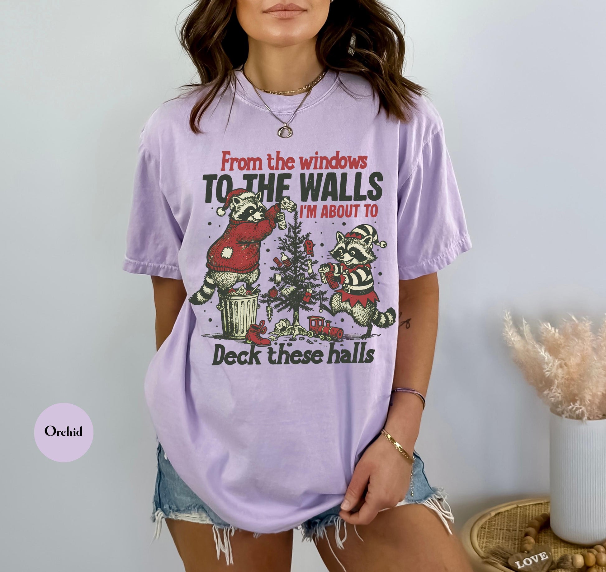 Funny Christmas Raccoon Shirt – From the Windows to the Wall Holiday Tee, Y2K Meme Unisex Christmas T-Shirt