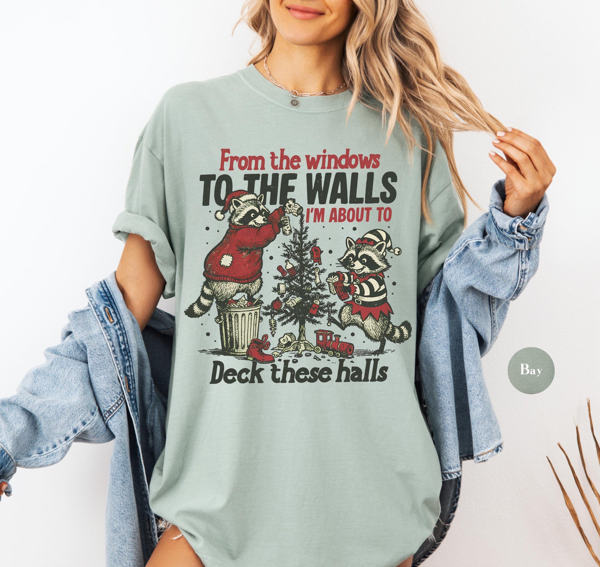 Funny Christmas Raccoon Shirt – From the Windows to the Wall Holiday Tee, Y2K Meme Unisex Christmas T-Shirt