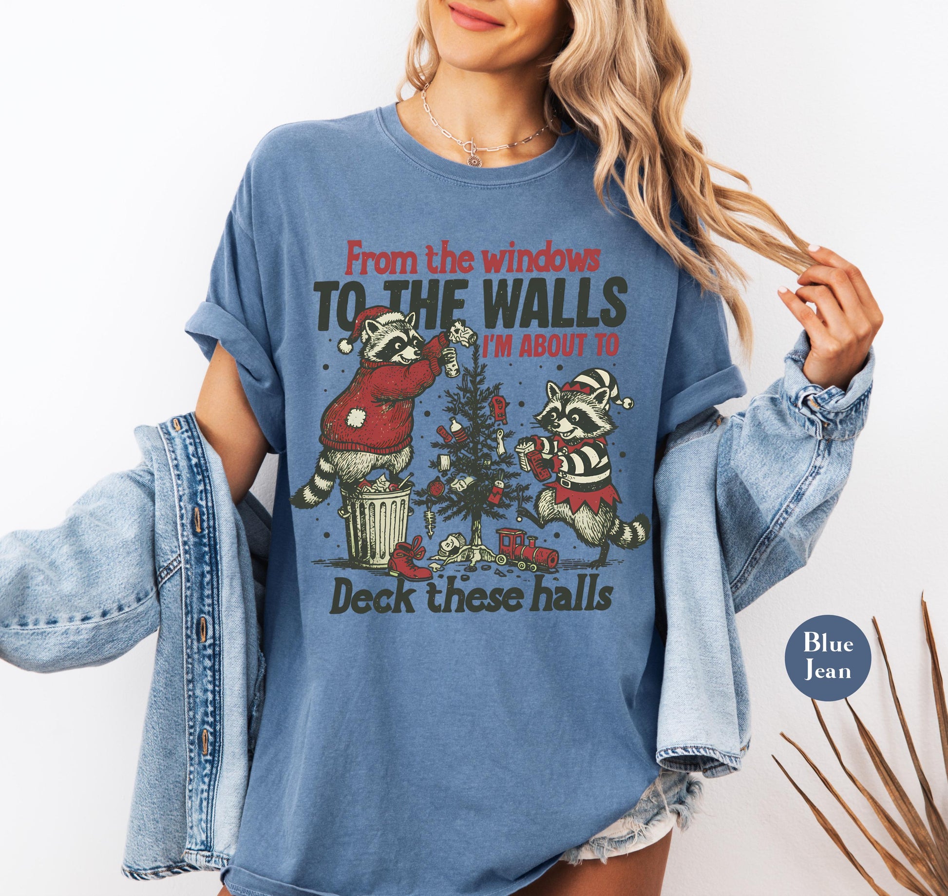 Funny Christmas Raccoon Shirt – From the Windows to the Wall Holiday Tee, Y2K Meme Unisex Christmas T-Shirt