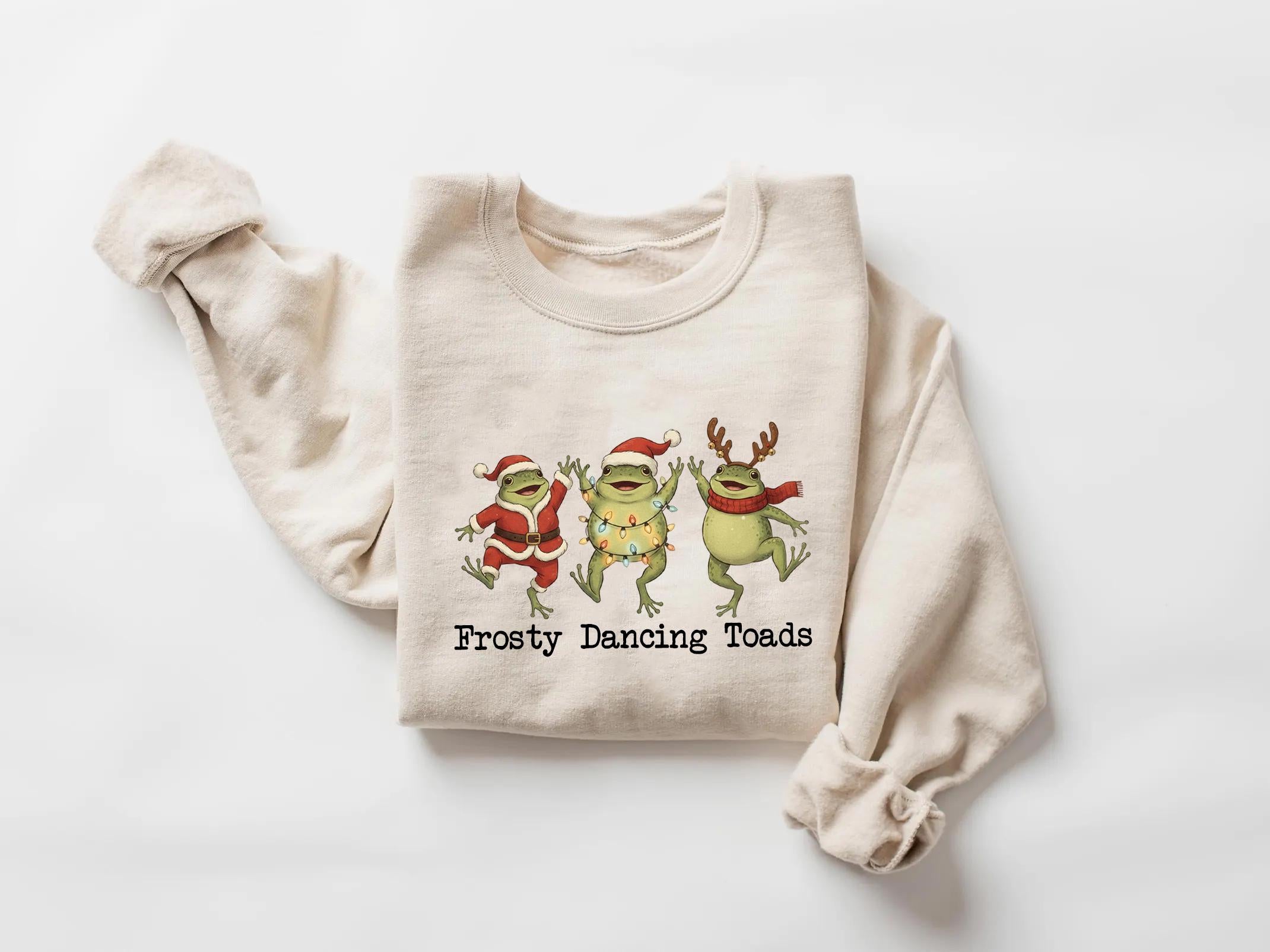 Funny Frosty Dancing Toads Christmas Sweatshirt – Political Holiday Shirt