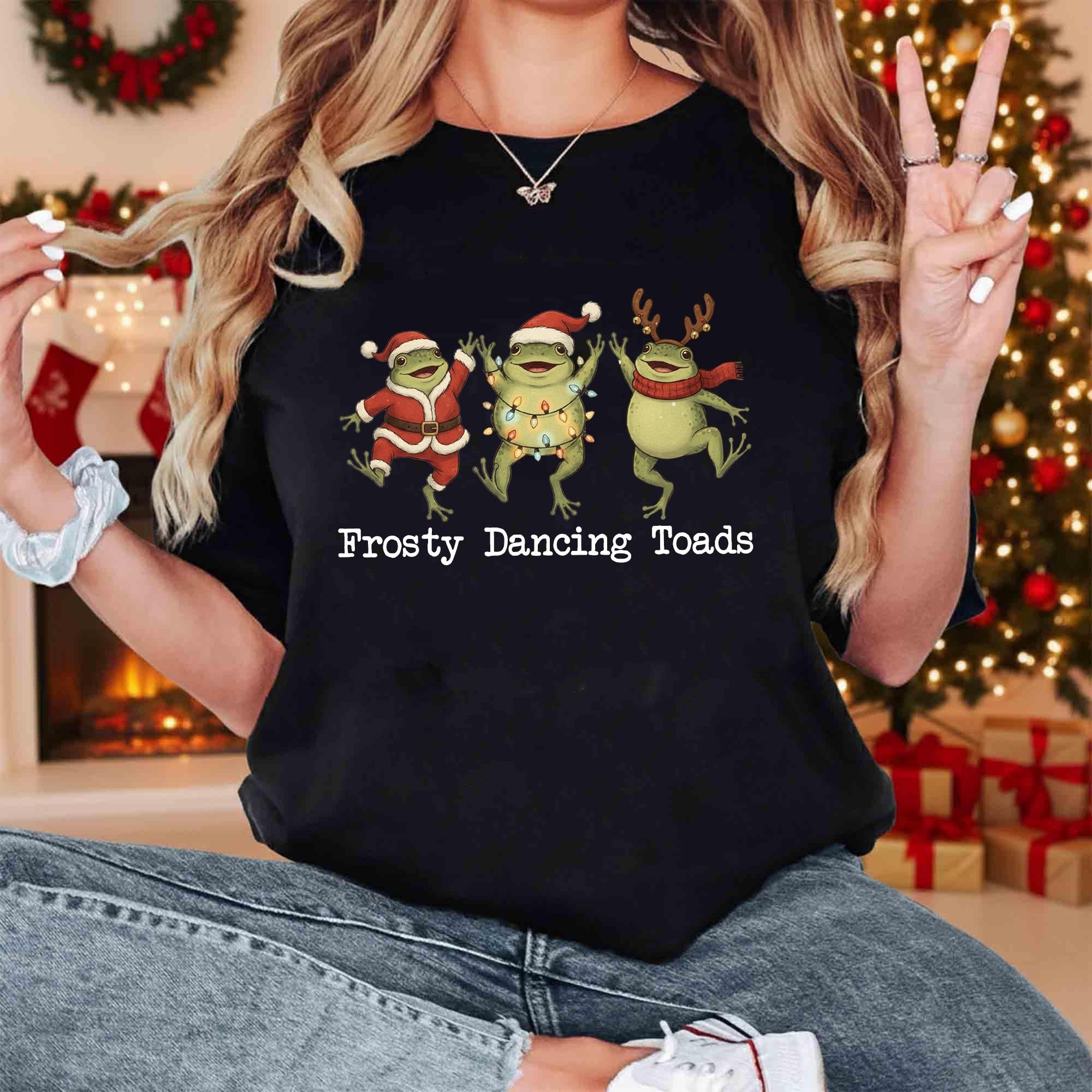 Funny Frosty Dancing Toads Christmas Sweatshirt – Political Holiday Shirt