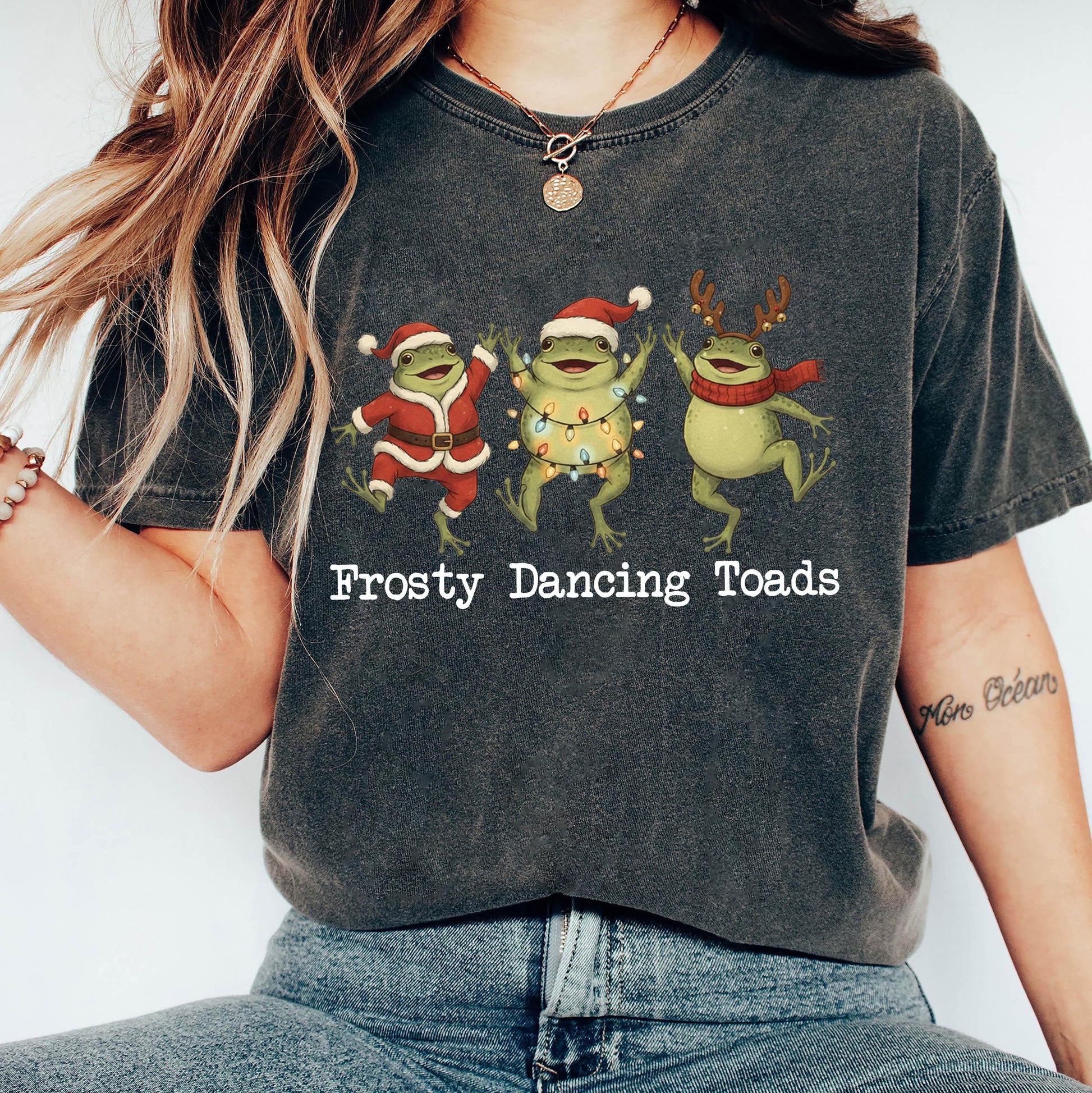 Funny Frosty Dancing Toads Christmas Sweatshirt – Political Holiday Shirt