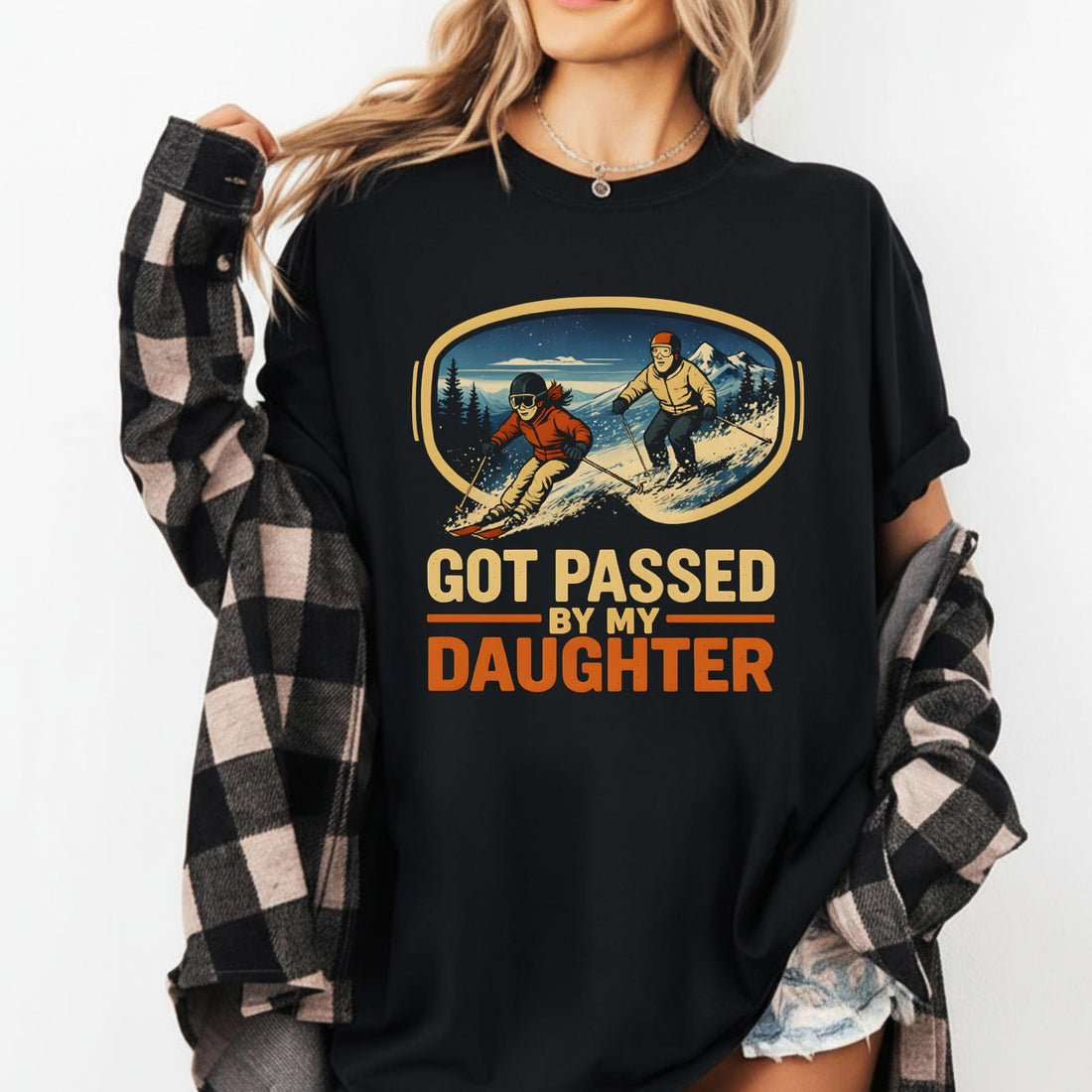 Funny Ski Dad Graphic T-Shirt - Got Passed by My Daughter Winter Sports Tee 2026