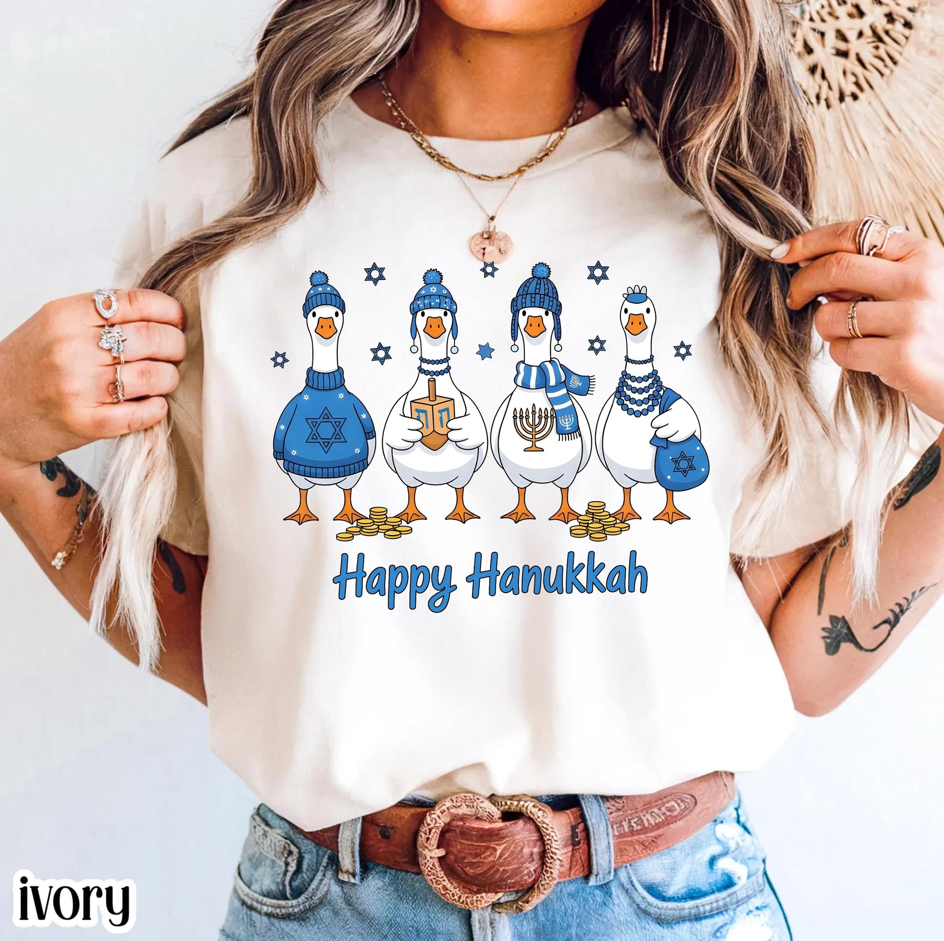 Funny Hanukkah Goose T-Shirt – Silly Jewish Holiday Family Graphic Tee
