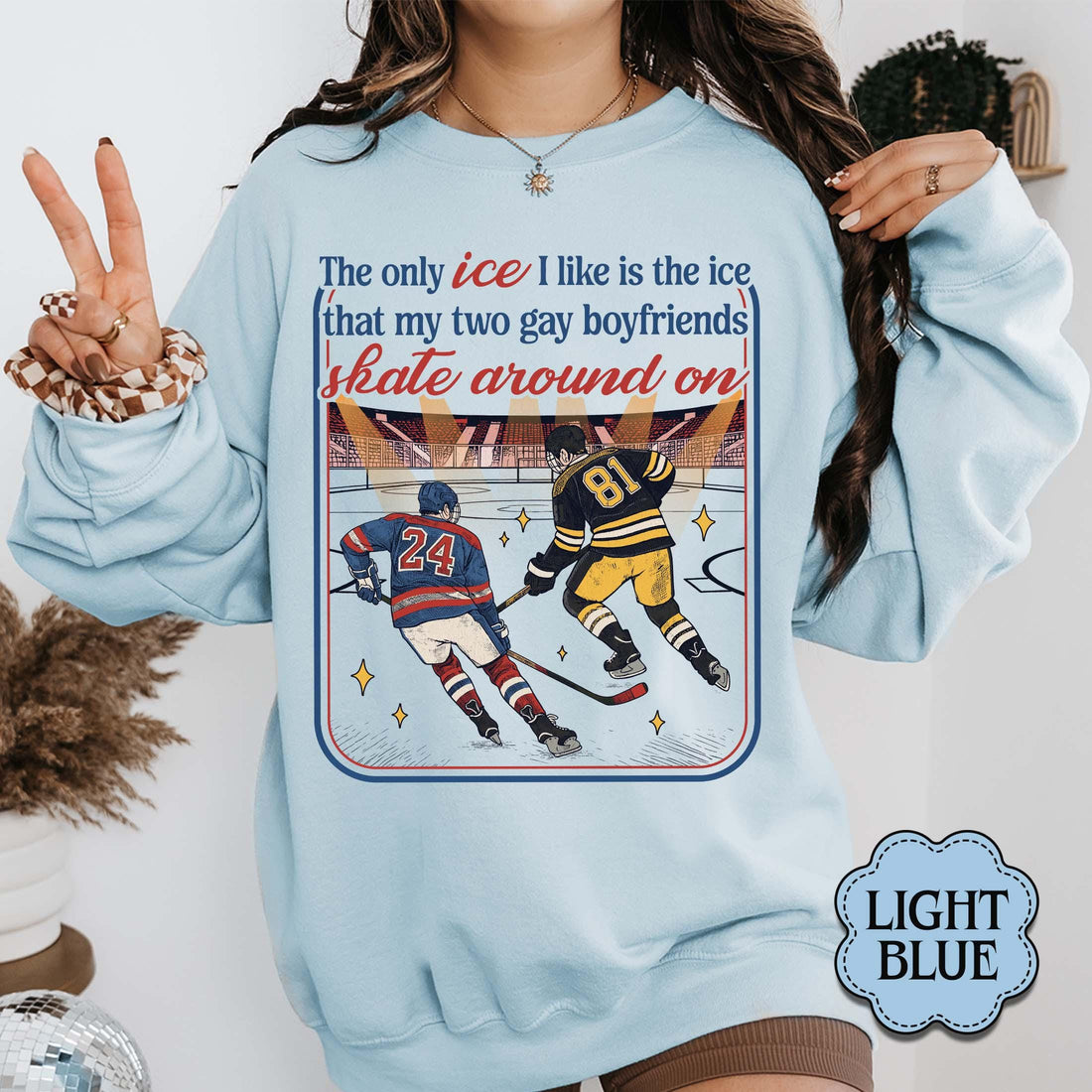 Funny Ice Hockey Graphic Sweatshirt - LGBTQ Romance Fan Gift