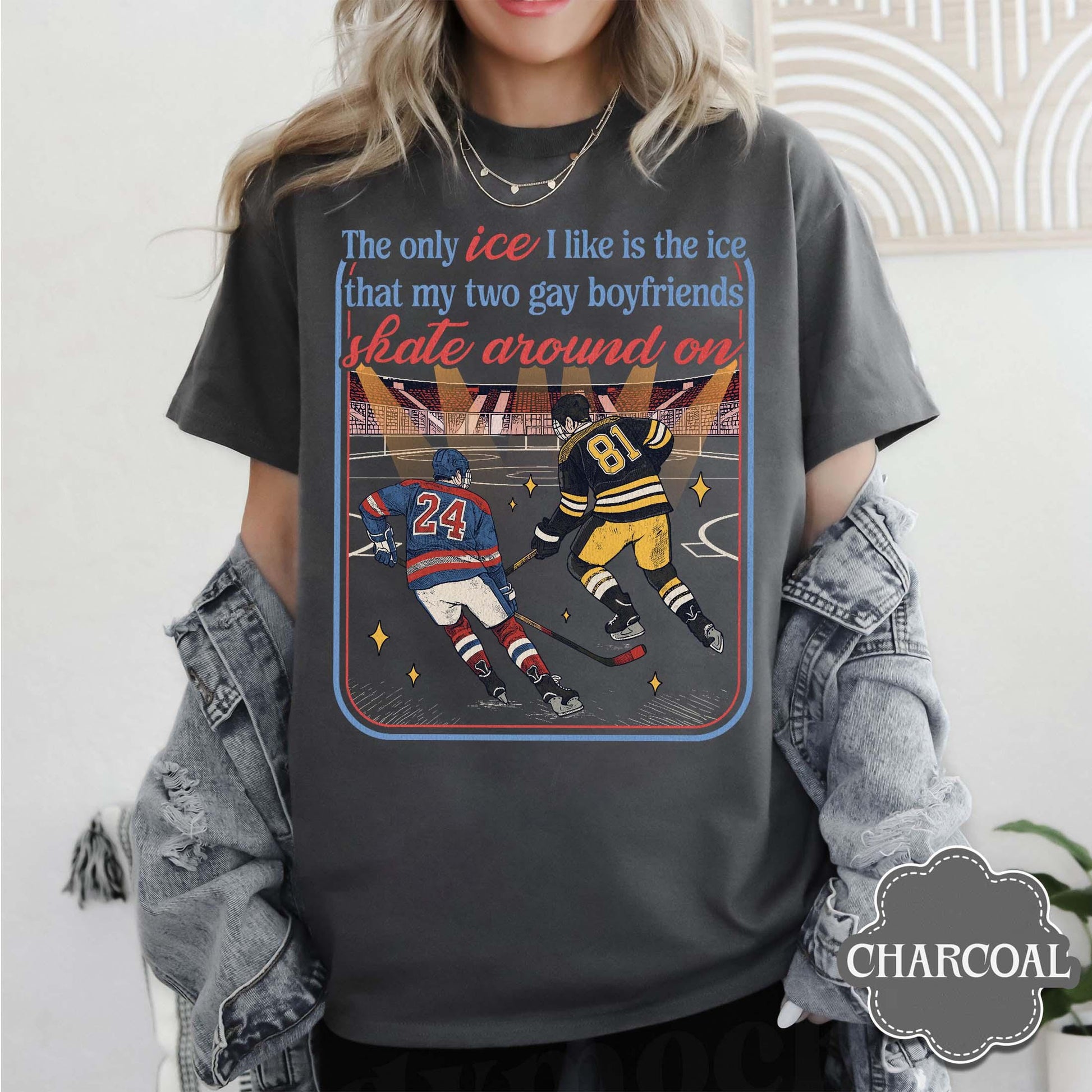 Funny Ice Hockey Graphic Sweatshirt - LGBTQ Romance Fan Gift