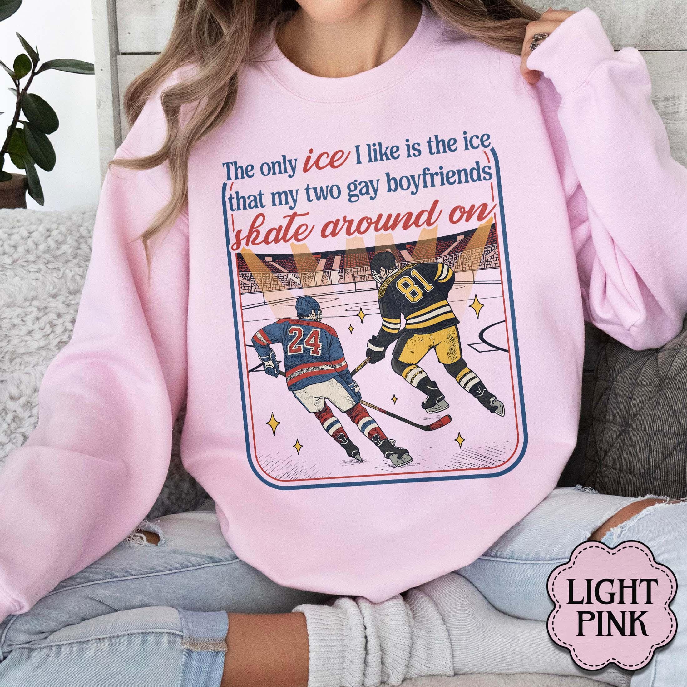 Funny Ice Hockey Graphic Sweatshirt - LGBTQ Romance Fan Gift