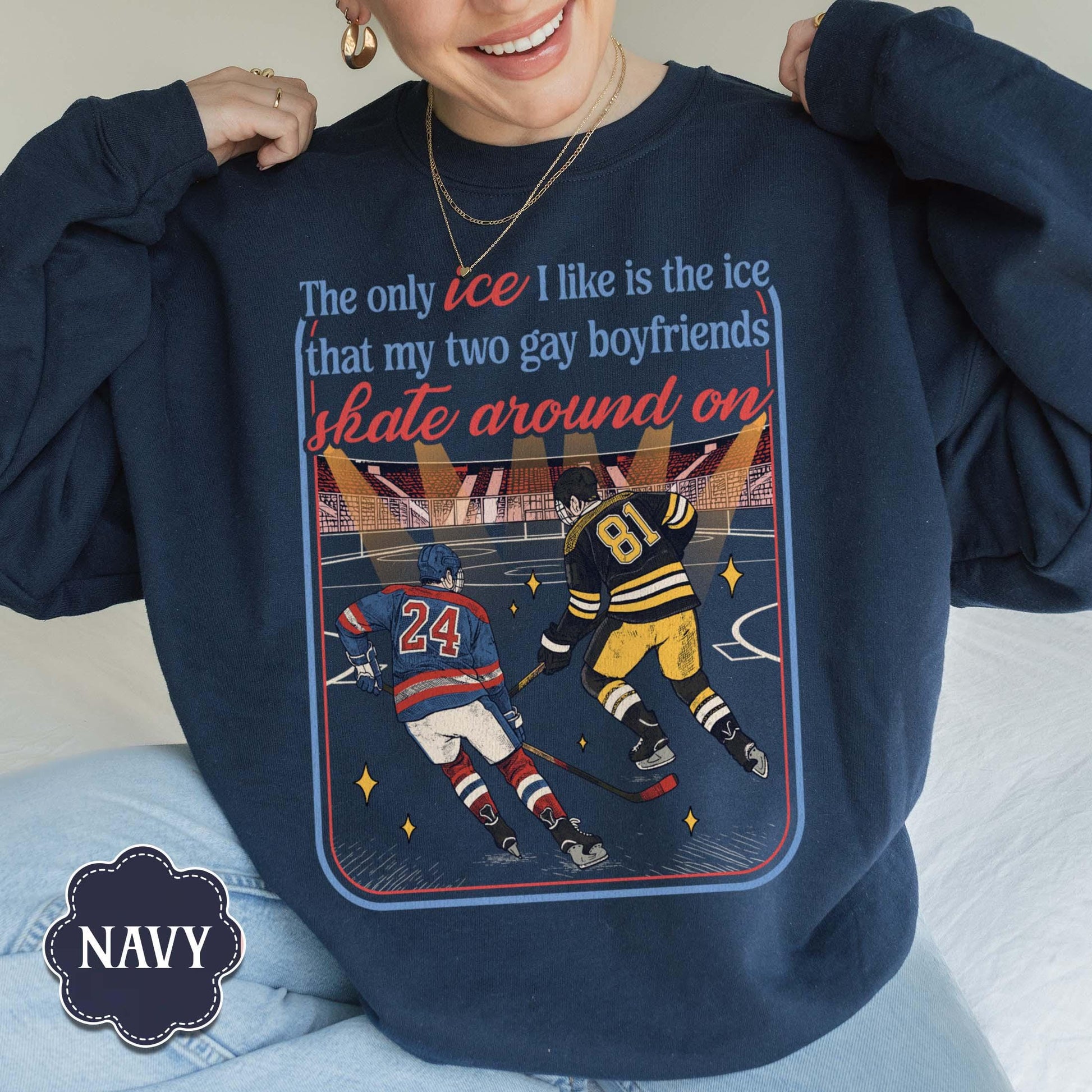 Funny Ice Hockey Graphic Sweatshirt - LGBTQ Romance Fan Gift