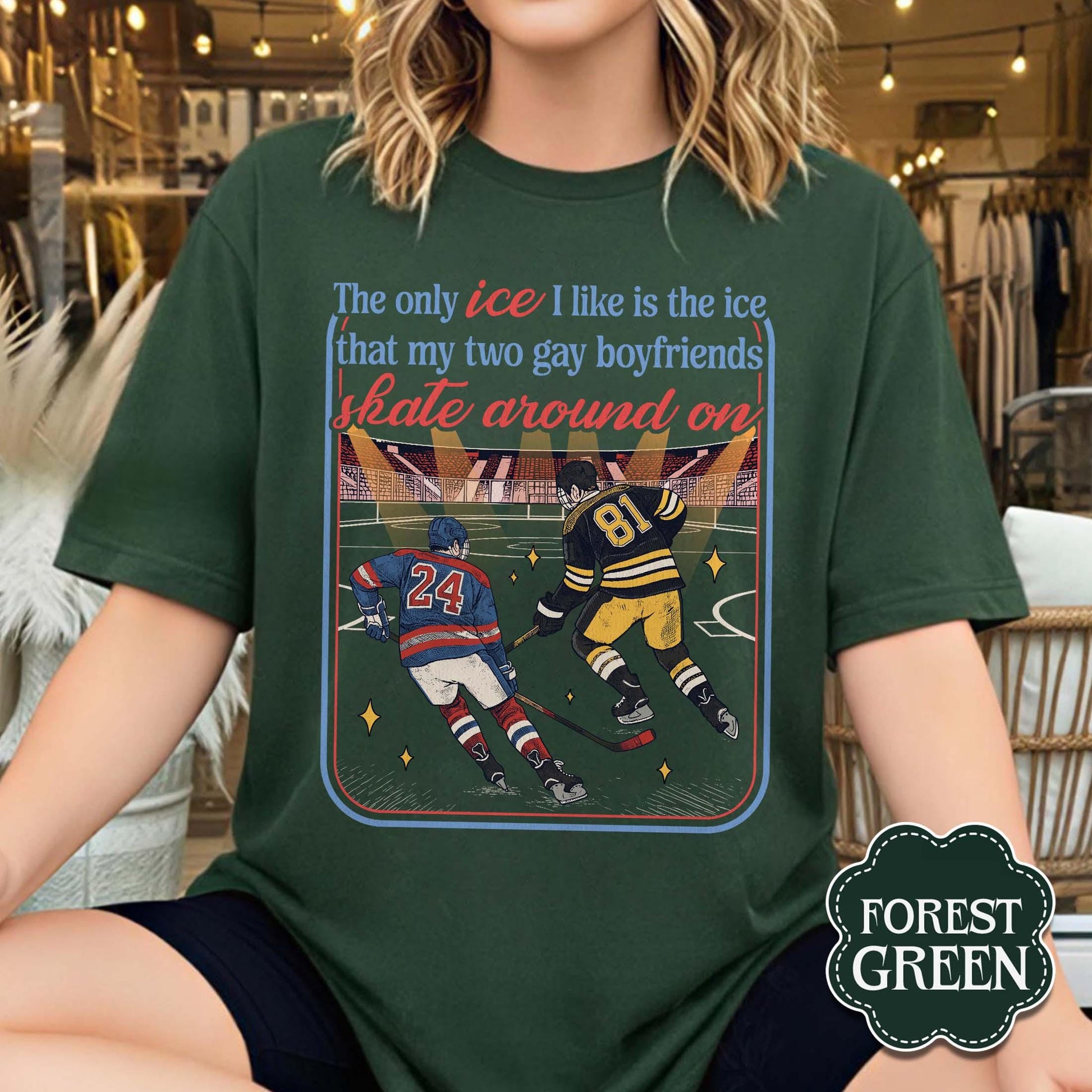 Funny Ice Hockey Graphic Sweatshirt - LGBTQ Romance Fan Gift