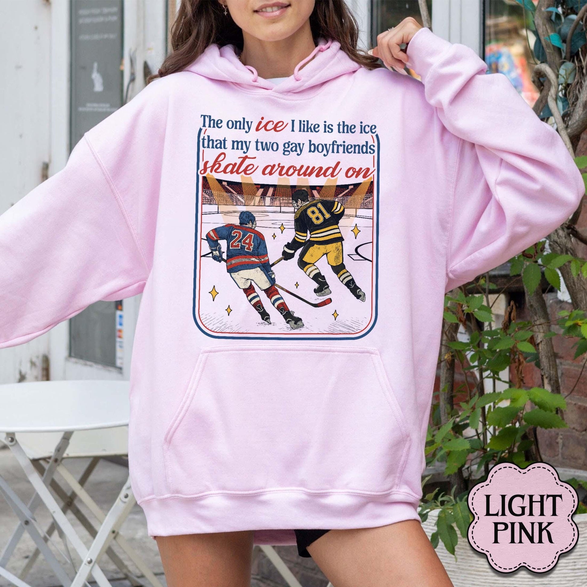 Funny Ice Hockey Graphic Sweatshirt - LGBTQ Romance Fan Gift