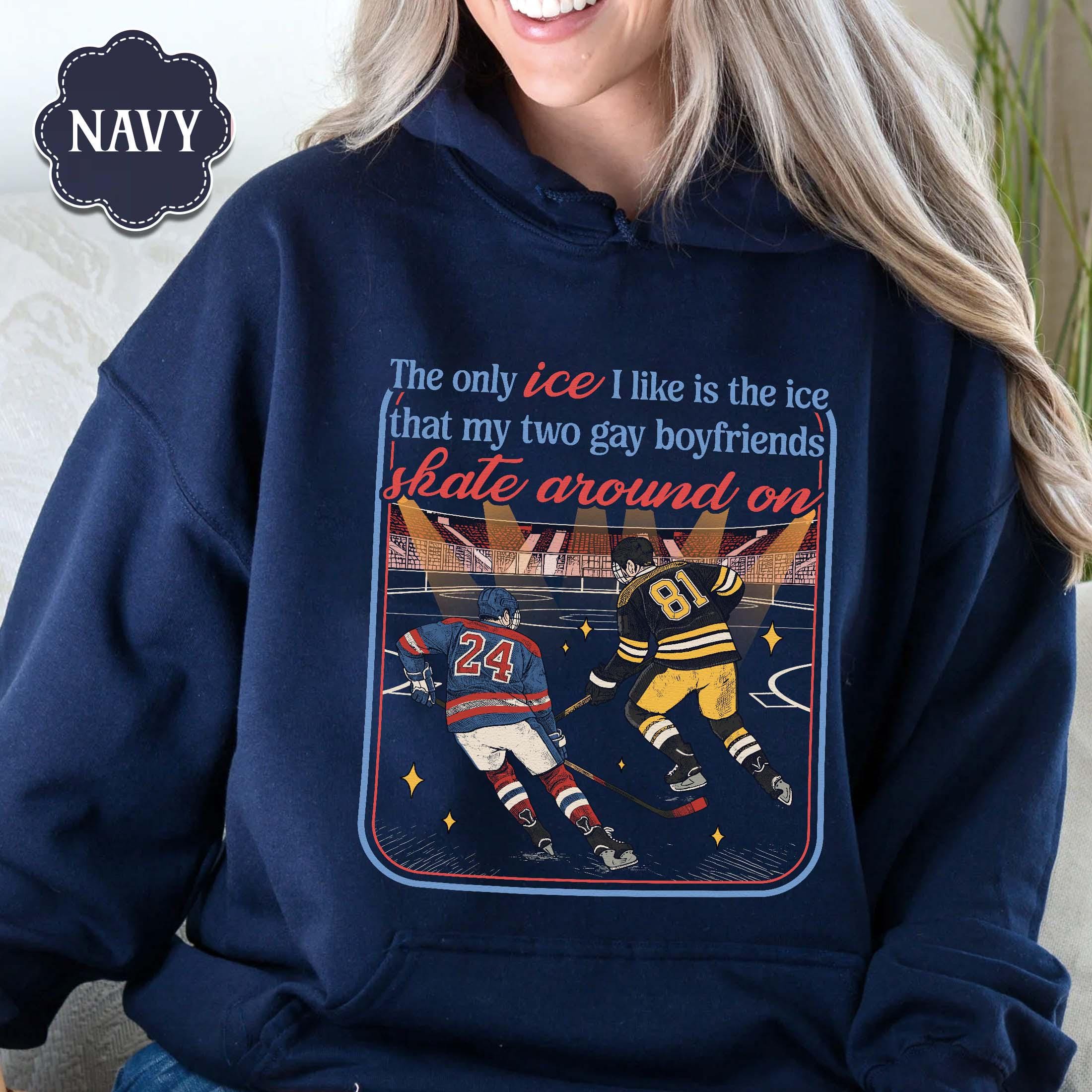 Funny Ice Hockey Graphic Sweatshirt - LGBTQ Romance Fan Gift
