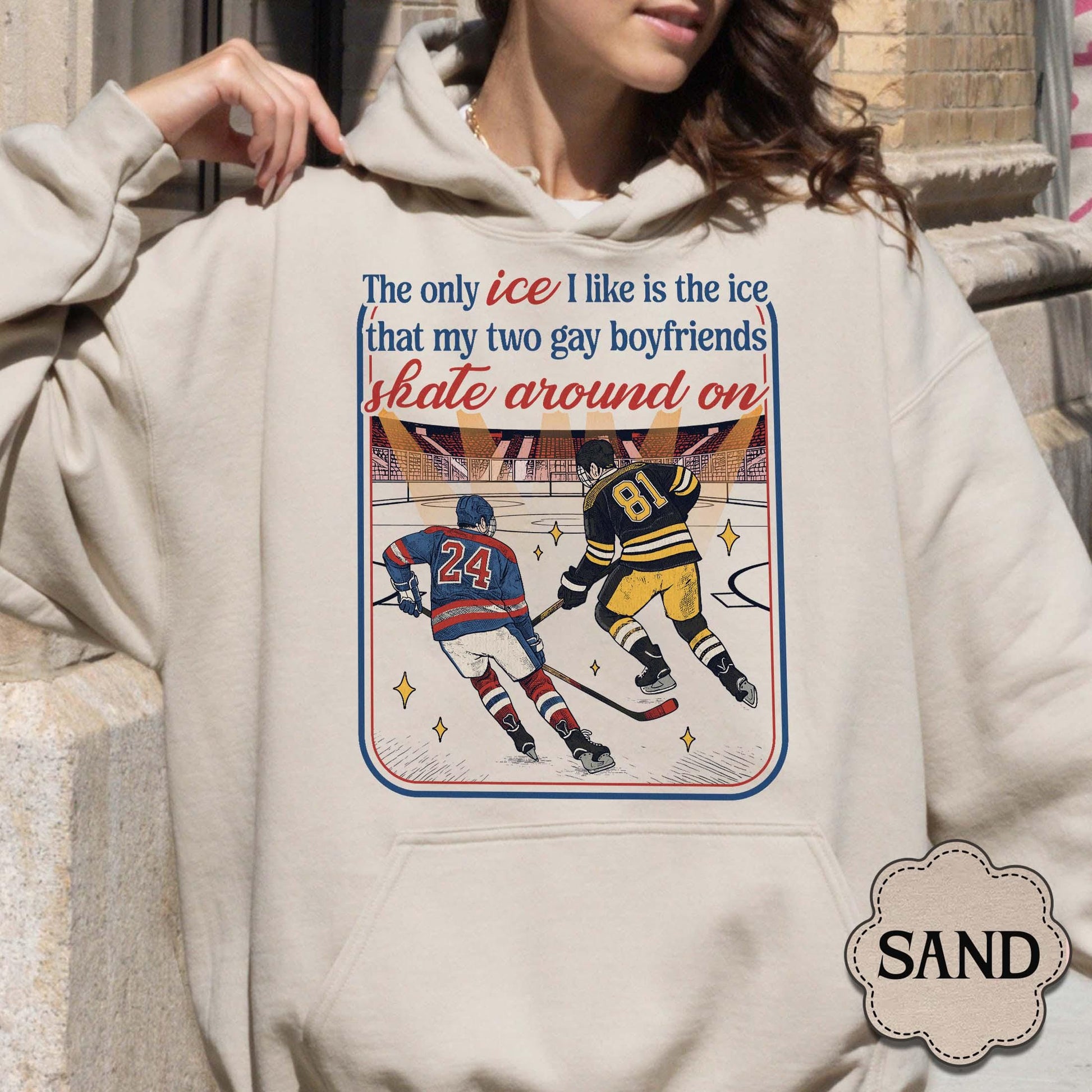 Funny Ice Hockey Graphic Sweatshirt - LGBTQ Romance Fan Gift