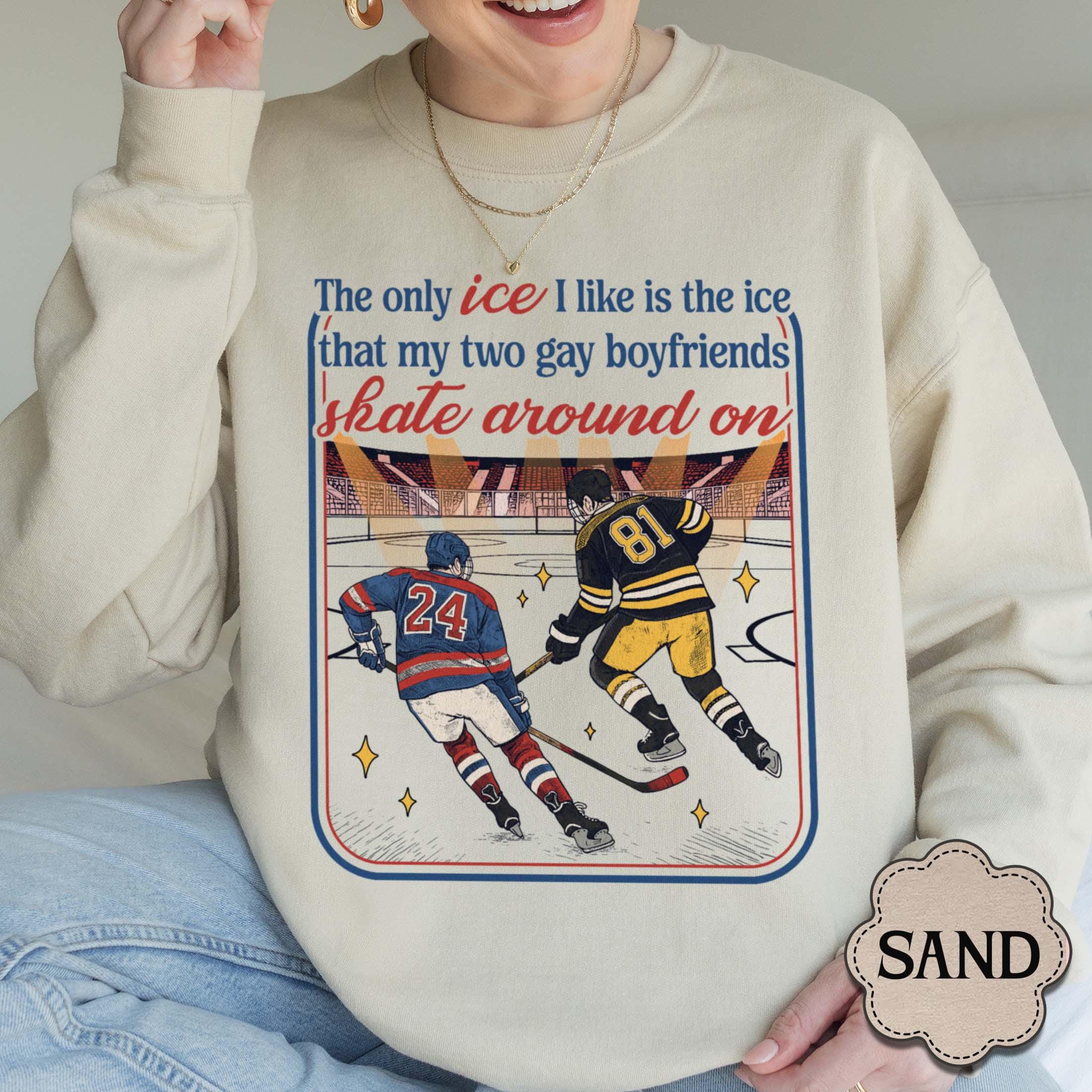Funny Ice Hockey Graphic Sweatshirt - LGBTQ Romance Fan Gift