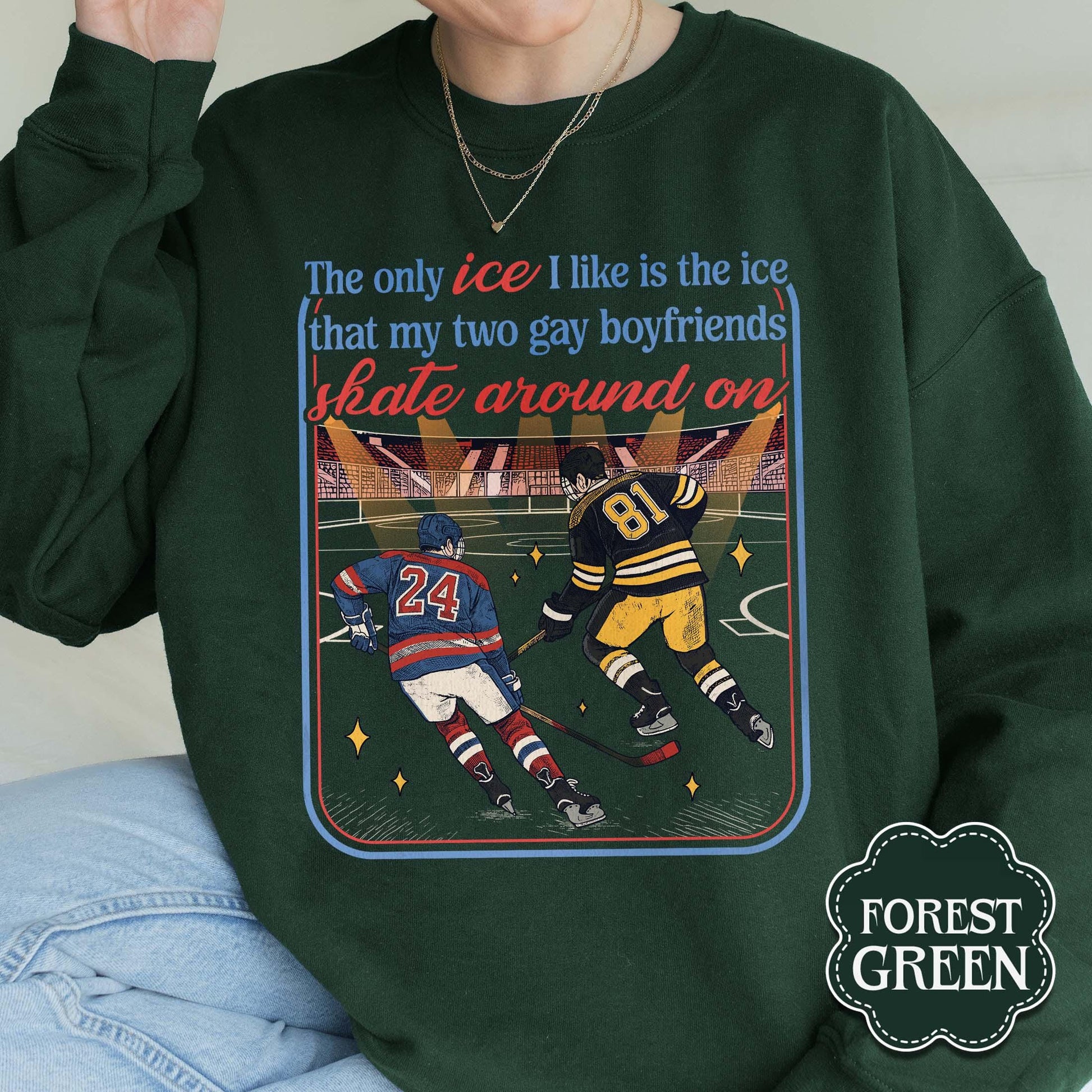 Funny Ice Hockey Graphic Sweatshirt - LGBTQ Romance Fan Gift