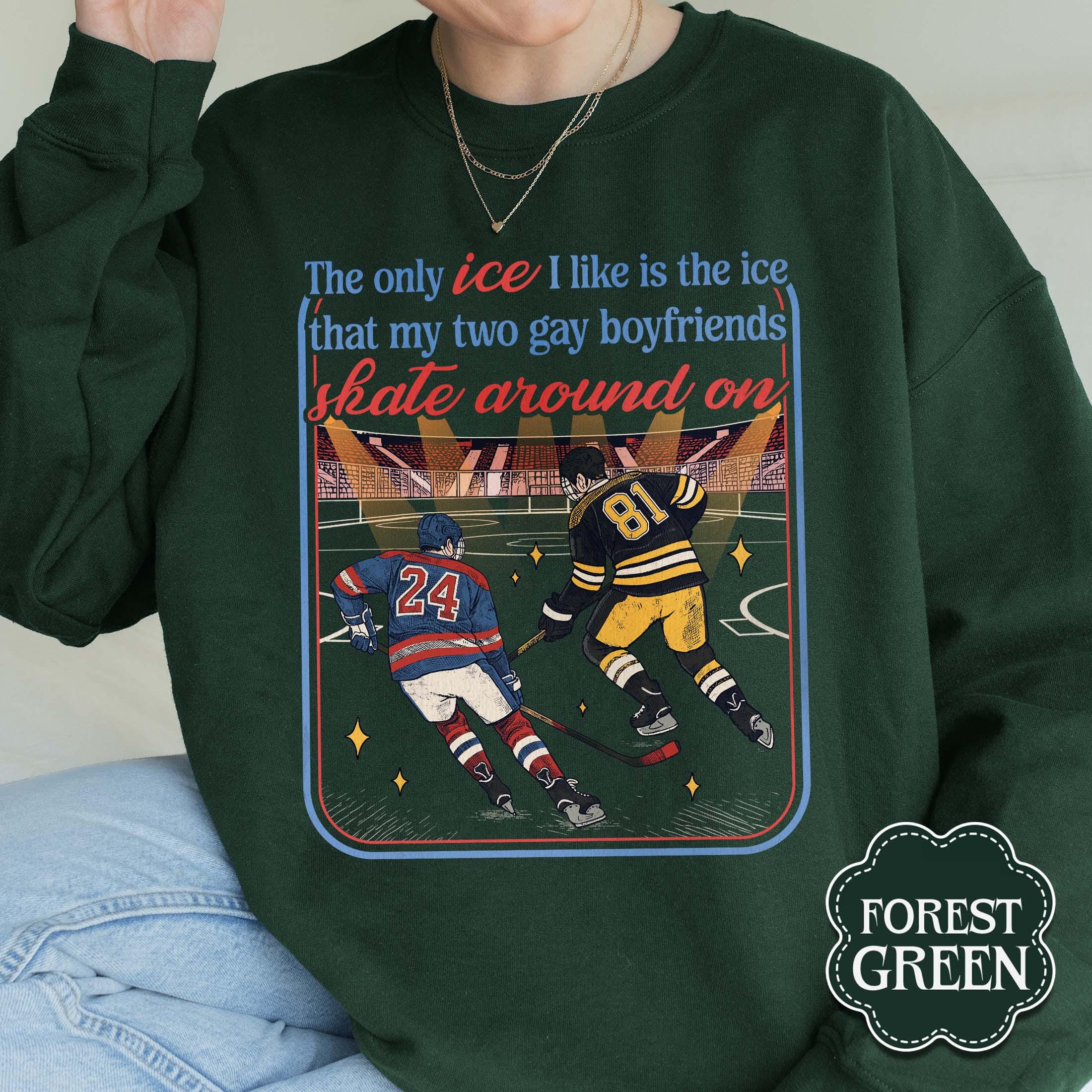 Funny Ice Hockey Graphic Sweatshirt - LGBTQ Romance Fan Gift