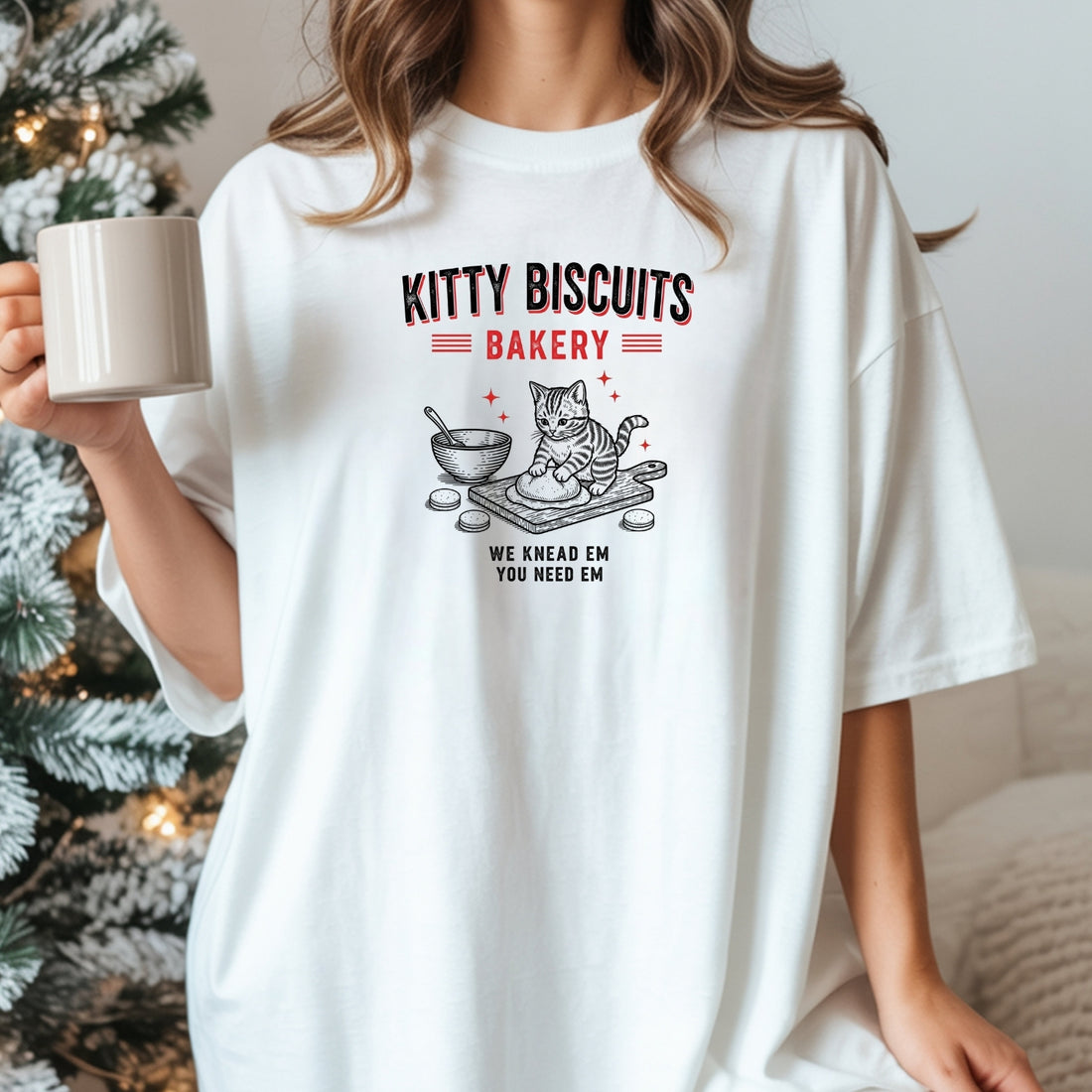 Funny Kitty Biscuits Bakery T-Shirt – We Knead Em, You Knead Em Cat Lover Tee