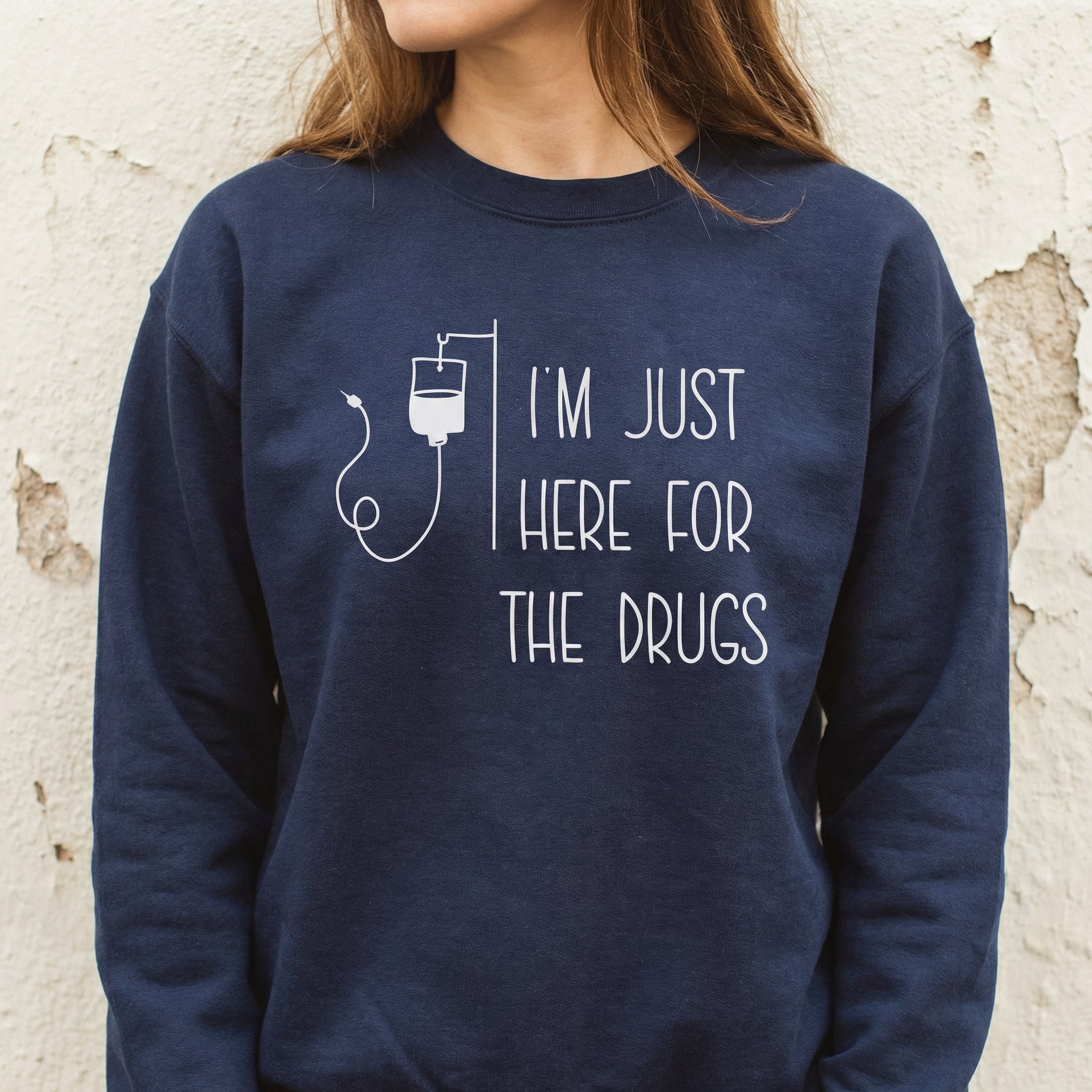 Funny Medical Humor T-Shirt – I’m Just Here for the Meds Graphic Tee