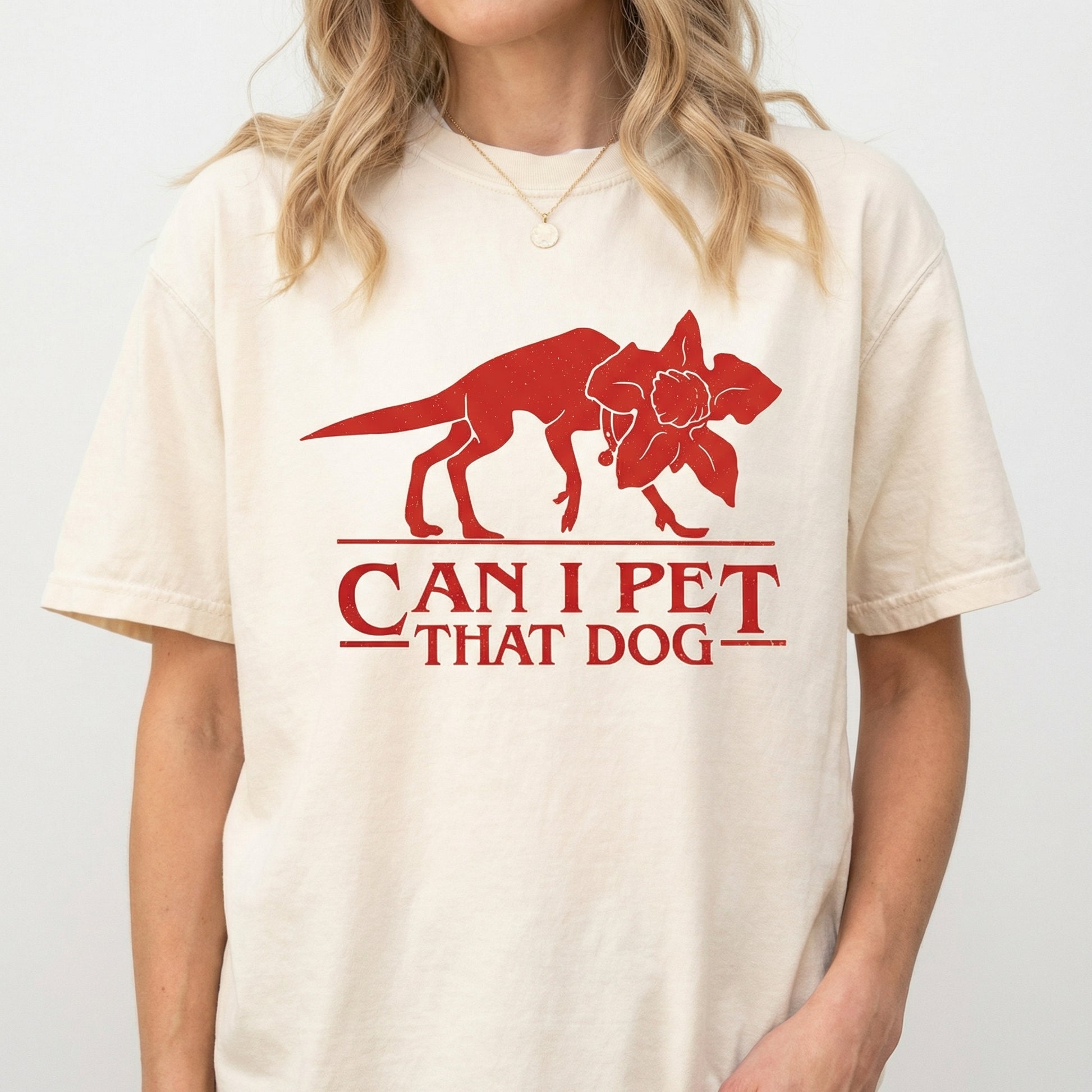 Funny Monster Dog Parody Graphic T-Shirt – Can I Pet That Dog Meme Tee
