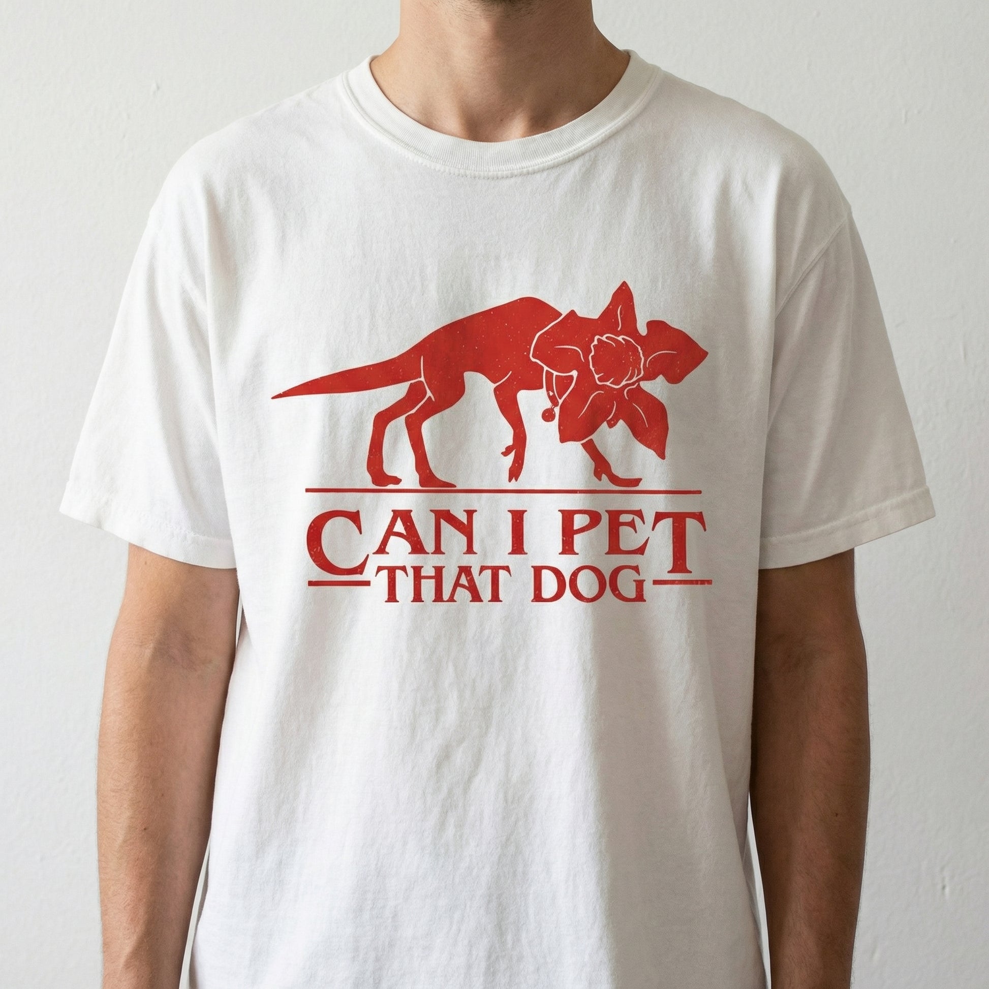 Funny Monster Dog Parody Graphic T-Shirt – Can I Pet That Dog Meme Tee