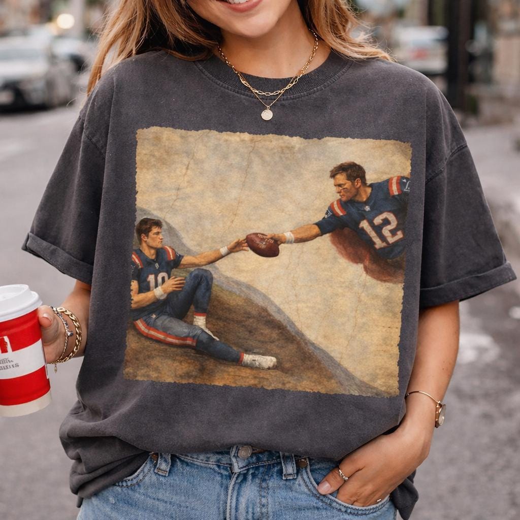 Funny New England Quarterback Graphic T-Shirt – Legend & Rookie Football Gameday Tee