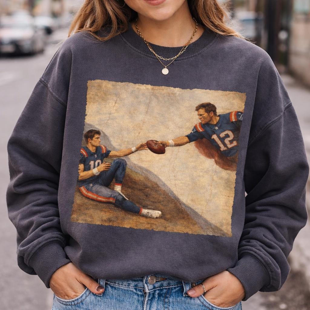 Funny New England Quarterback Graphic T-Shirt – Legend & Rookie Football Gameday Tee