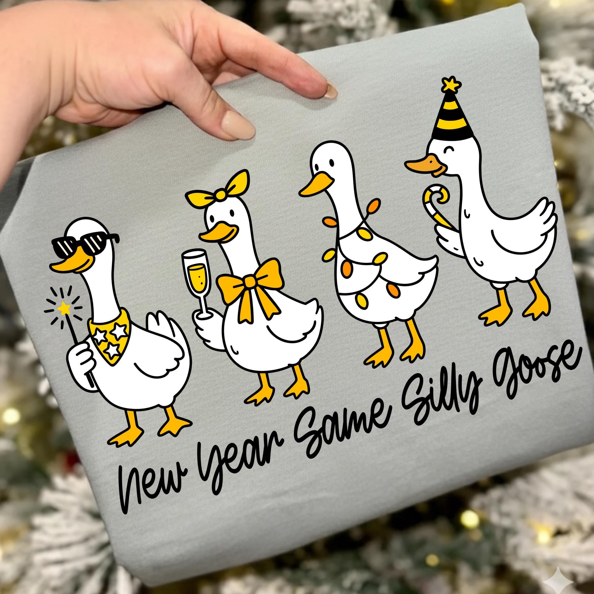 Funny New Year Silly Goose Shirt – Trendy Coquette Holiday Graphic Tee 2026