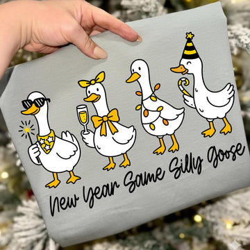 Funny New Year Silly Goose Shirt – Trendy Coquette Holiday Graphic Tee 2026