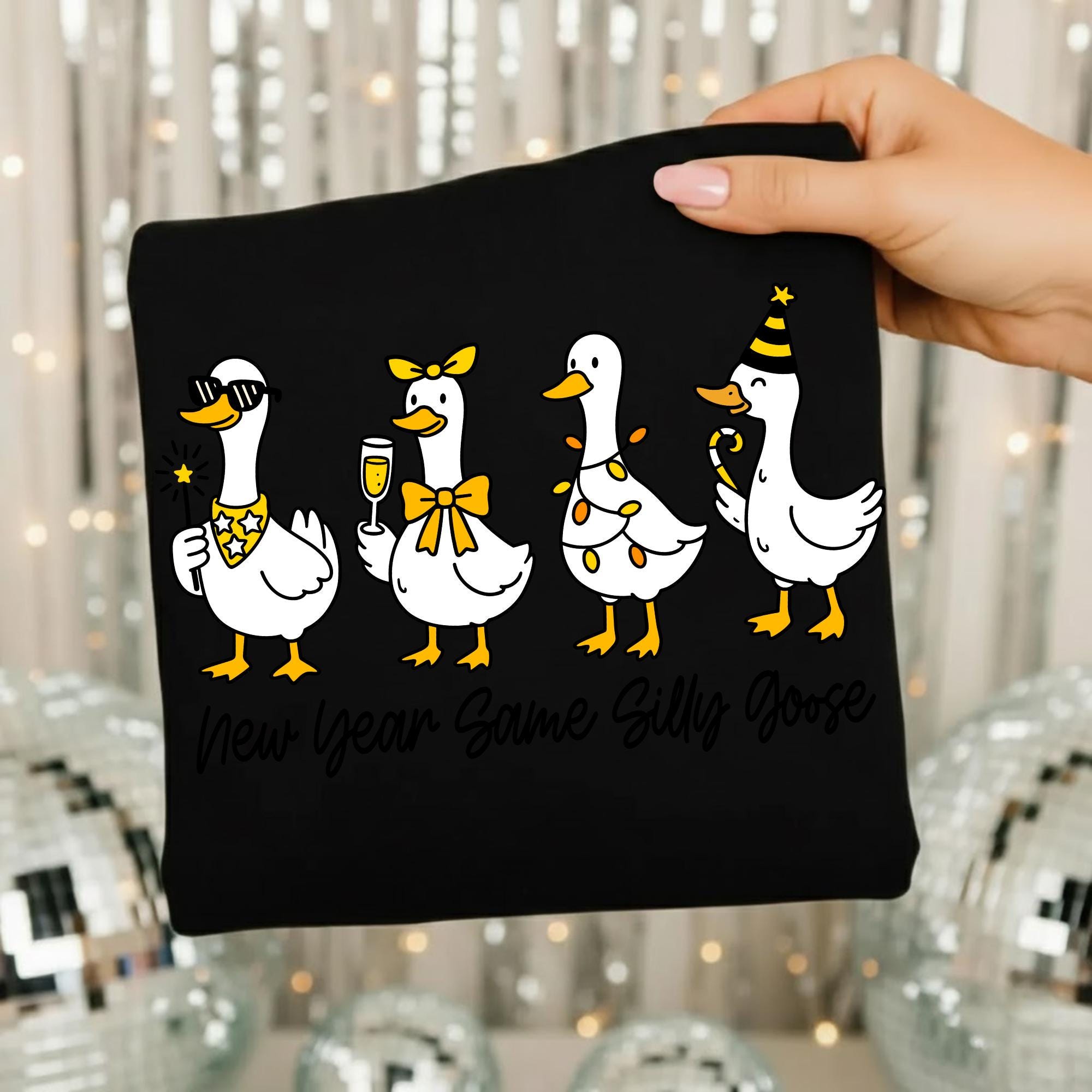 Funny New Year Silly Goose Shirt – Trendy Coquette Holiday Graphic Tee 2026