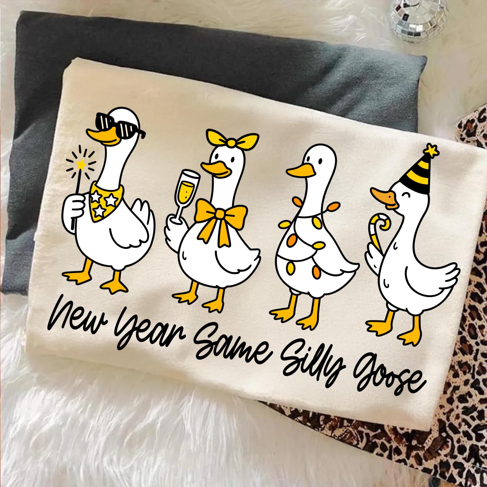 Funny New Year Silly Goose Shirt – Trendy Coquette Holiday Graphic Tee 2026