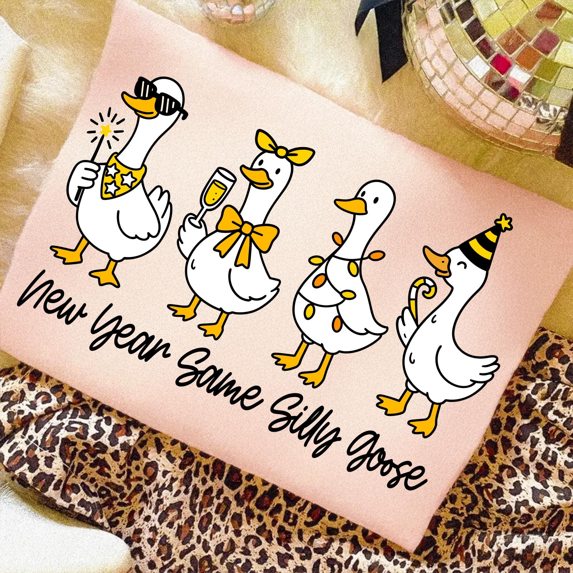 Funny New Year Silly Goose Shirt – Trendy Coquette Holiday Graphic Tee 2026