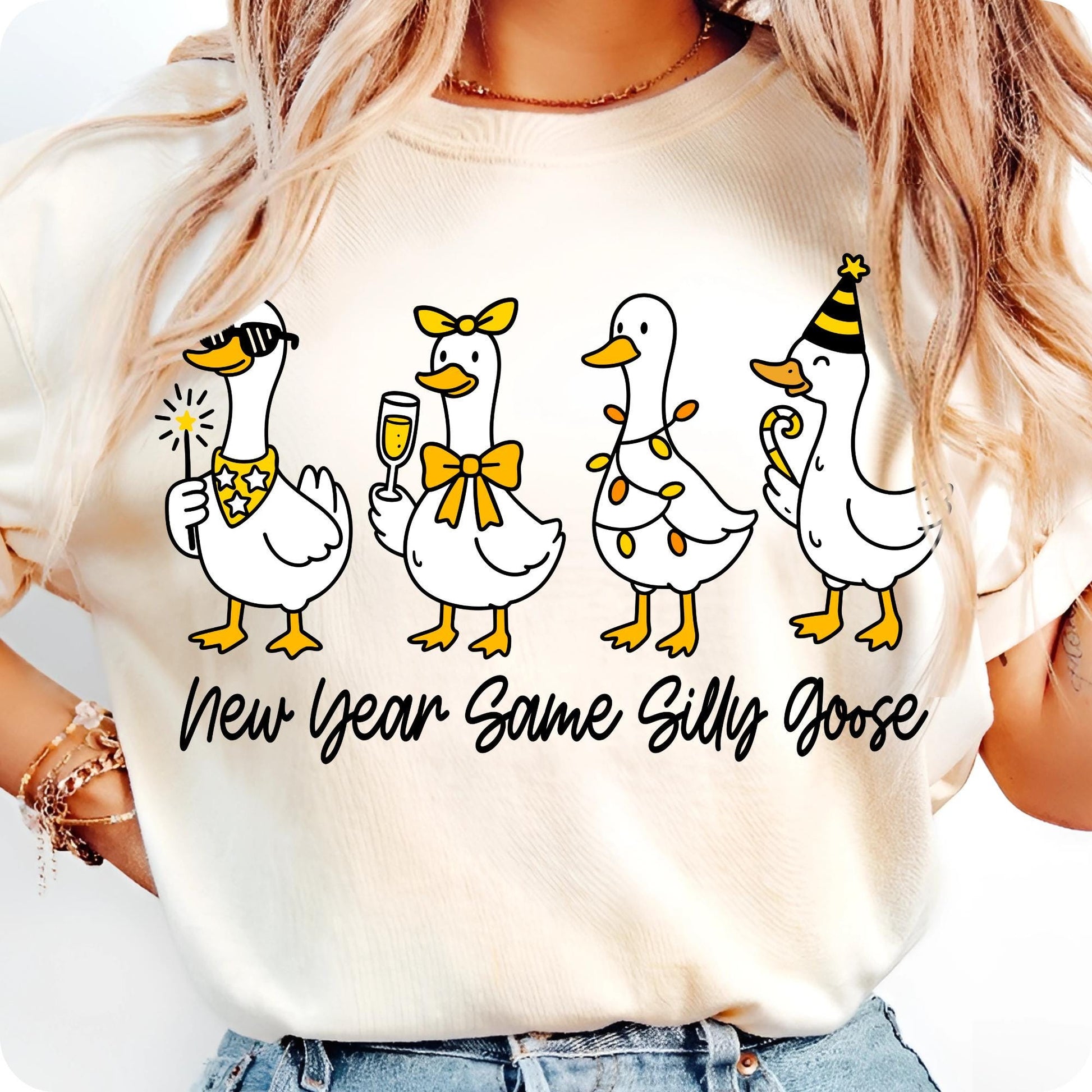Funny New Year Silly Goose Shirt – Trendy Coquette Holiday Graphic Tee 2026