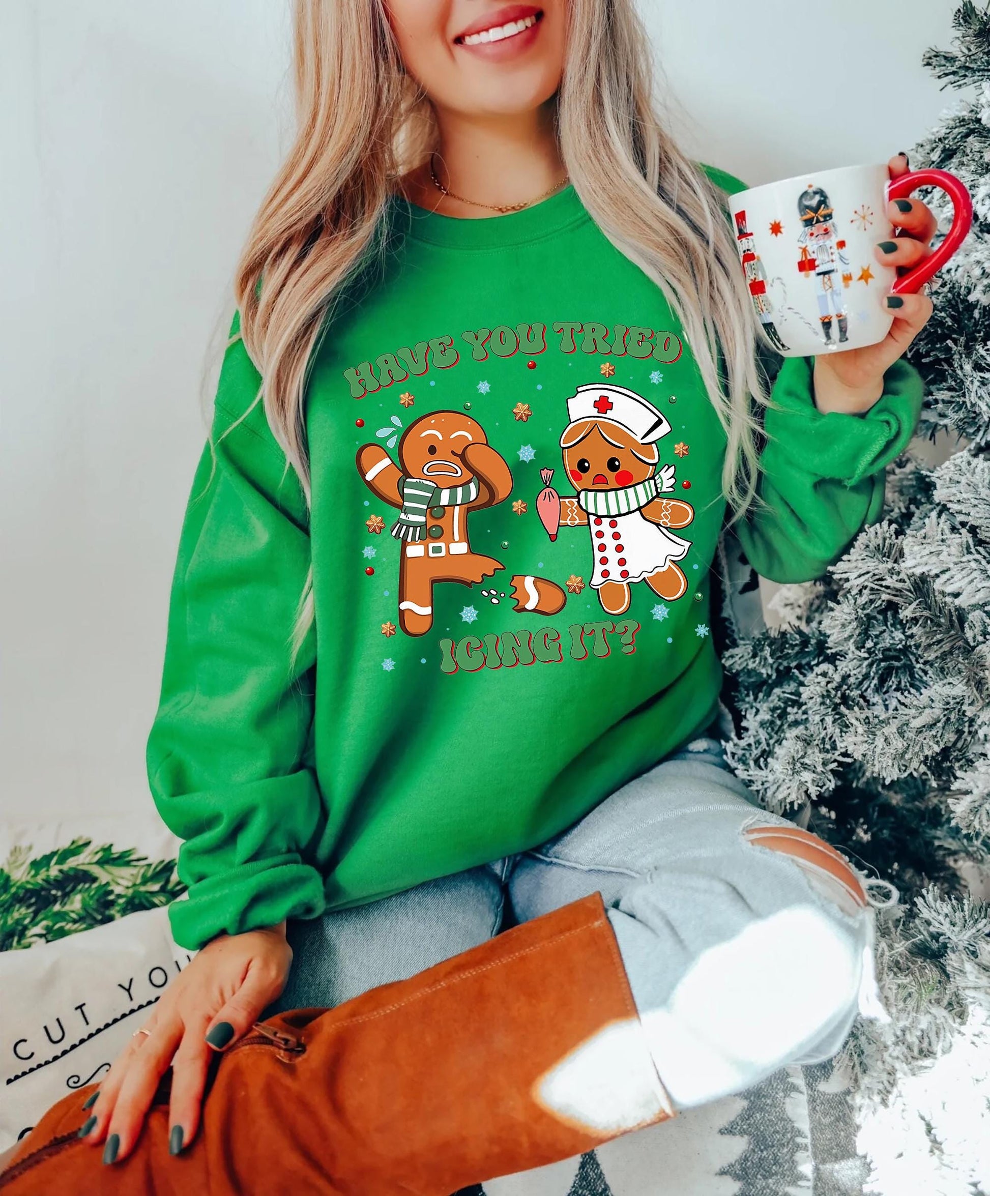 Funny Nurse Christmas Shirt – Have You Tried Icing It Tee – Gingerbread Nurse Sweatshirt – Nurse Holiday Gift