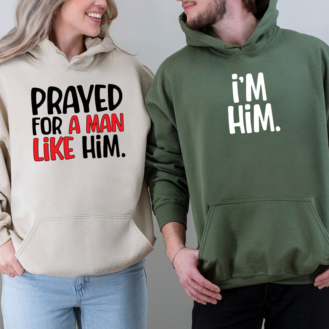 Funny Prayed For Him Matching Hoodies For Couples