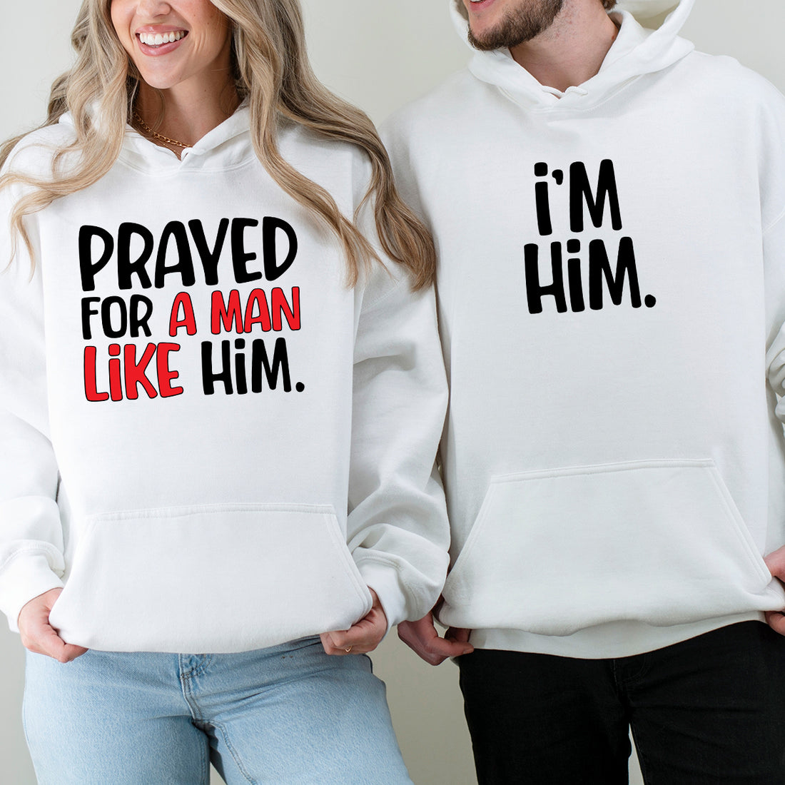 Funny Prayed For Him Matching Hoodies For Couples