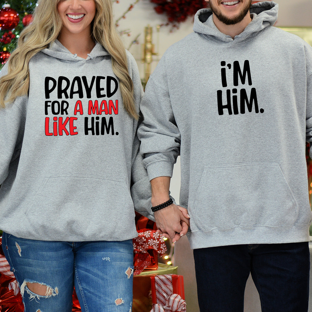 Funny Prayed For Him Matching Hoodies For Couples